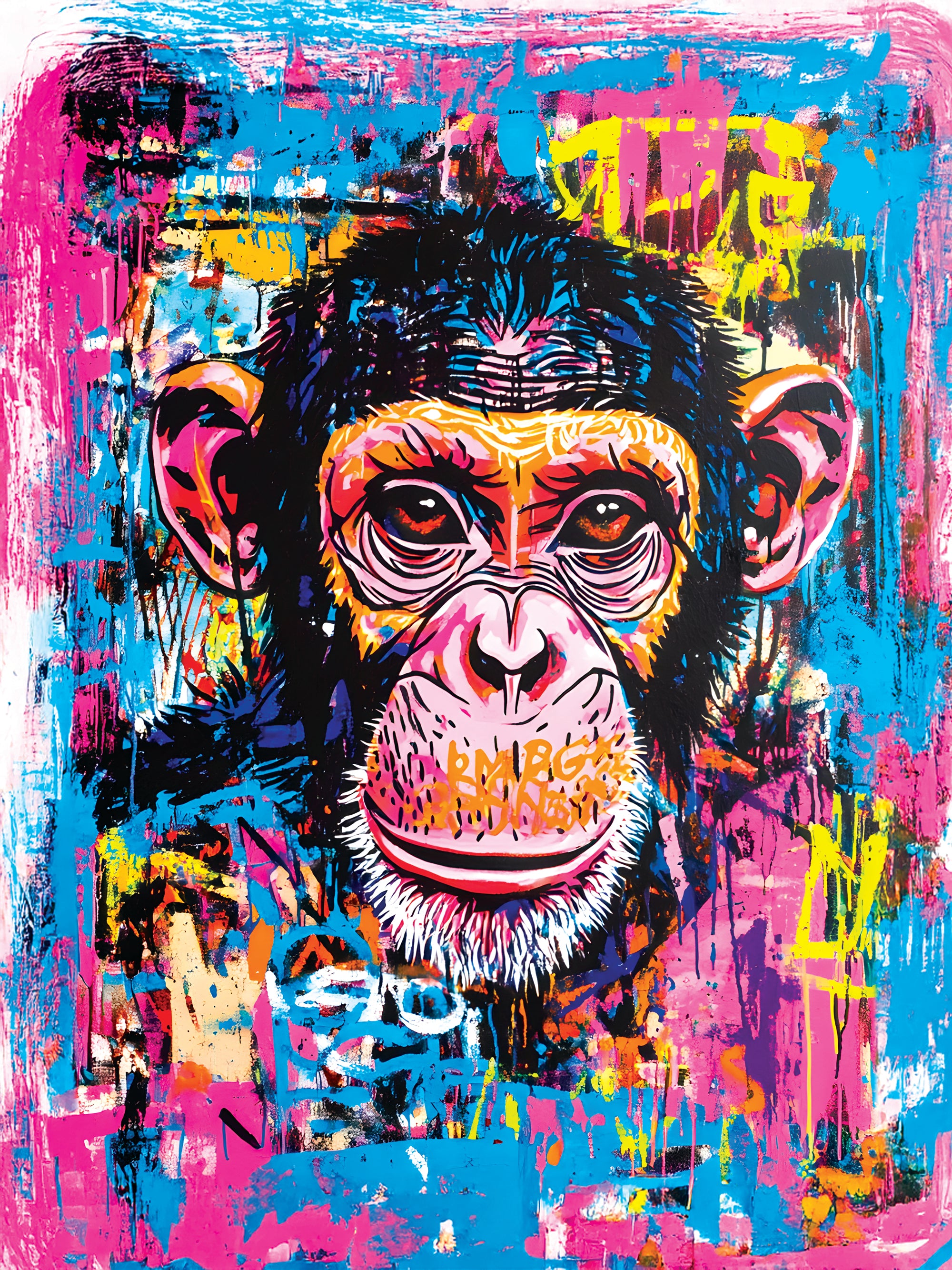 Tableau Singe Graffiti Sauvage - Déco Murale Moderne