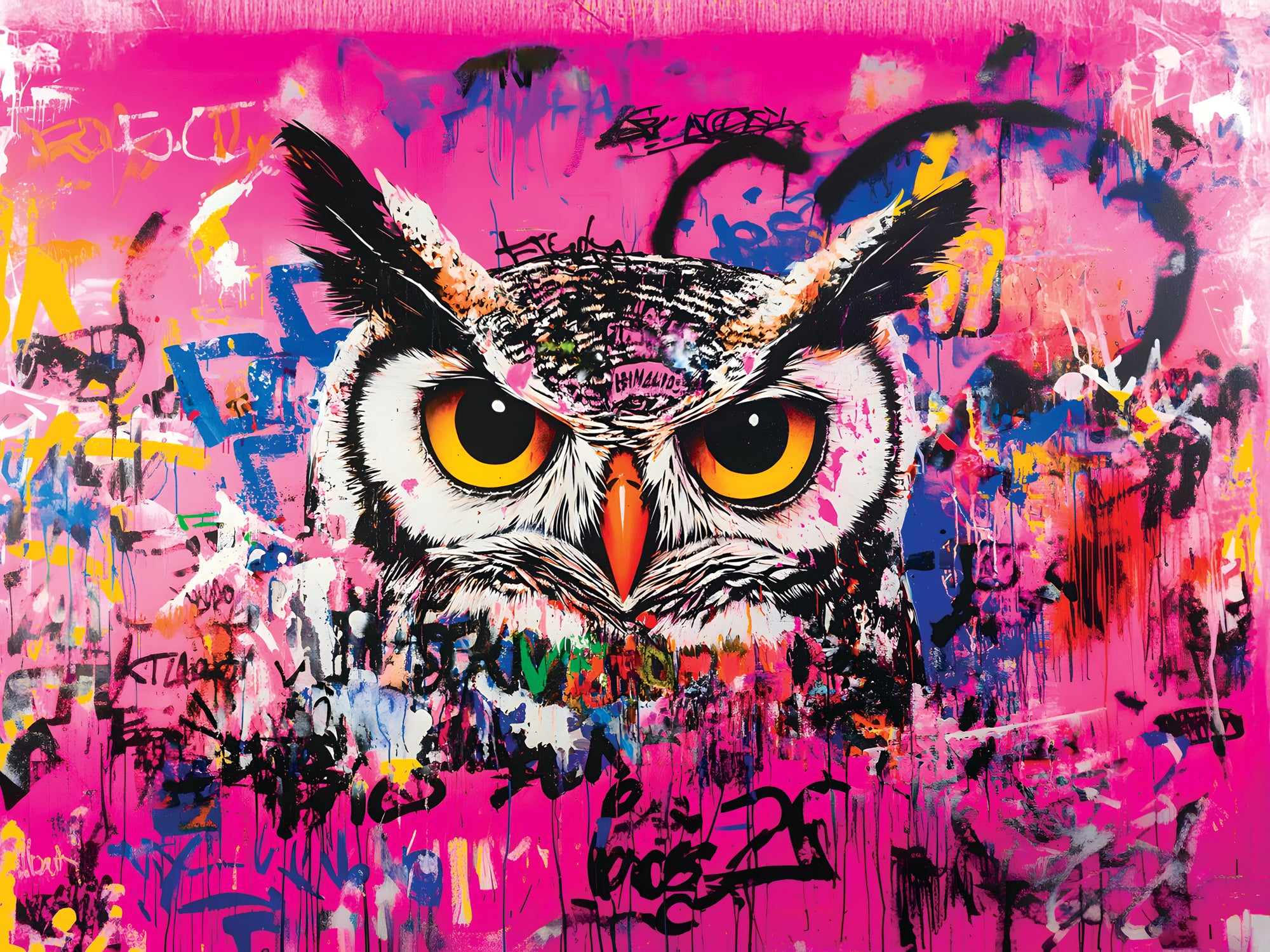 Tableau Animaux Hibou Graffiti - Cadre Déco Design