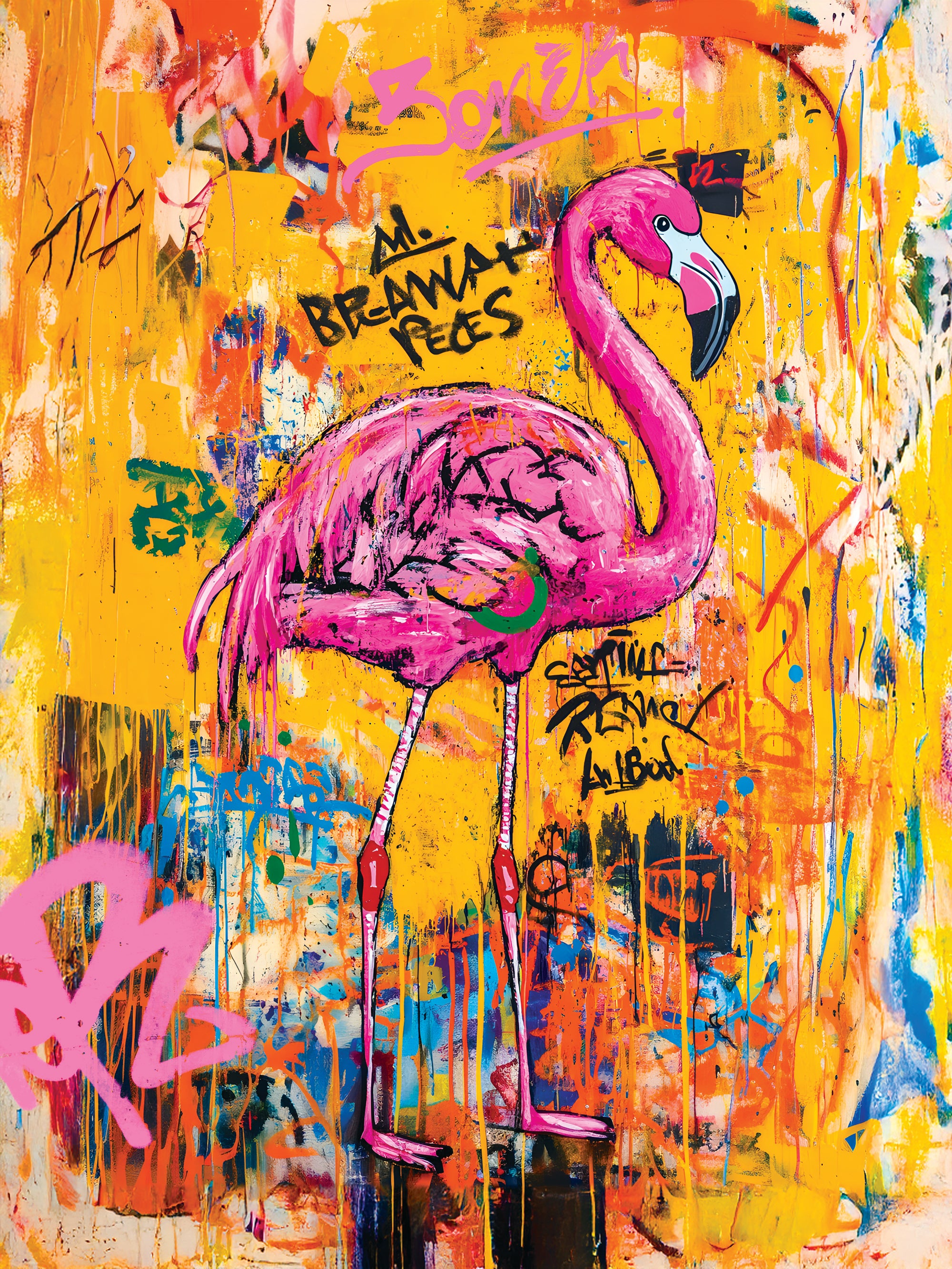 Tableau Animaux Flamant Rose Urbain - Décoration Murale Design