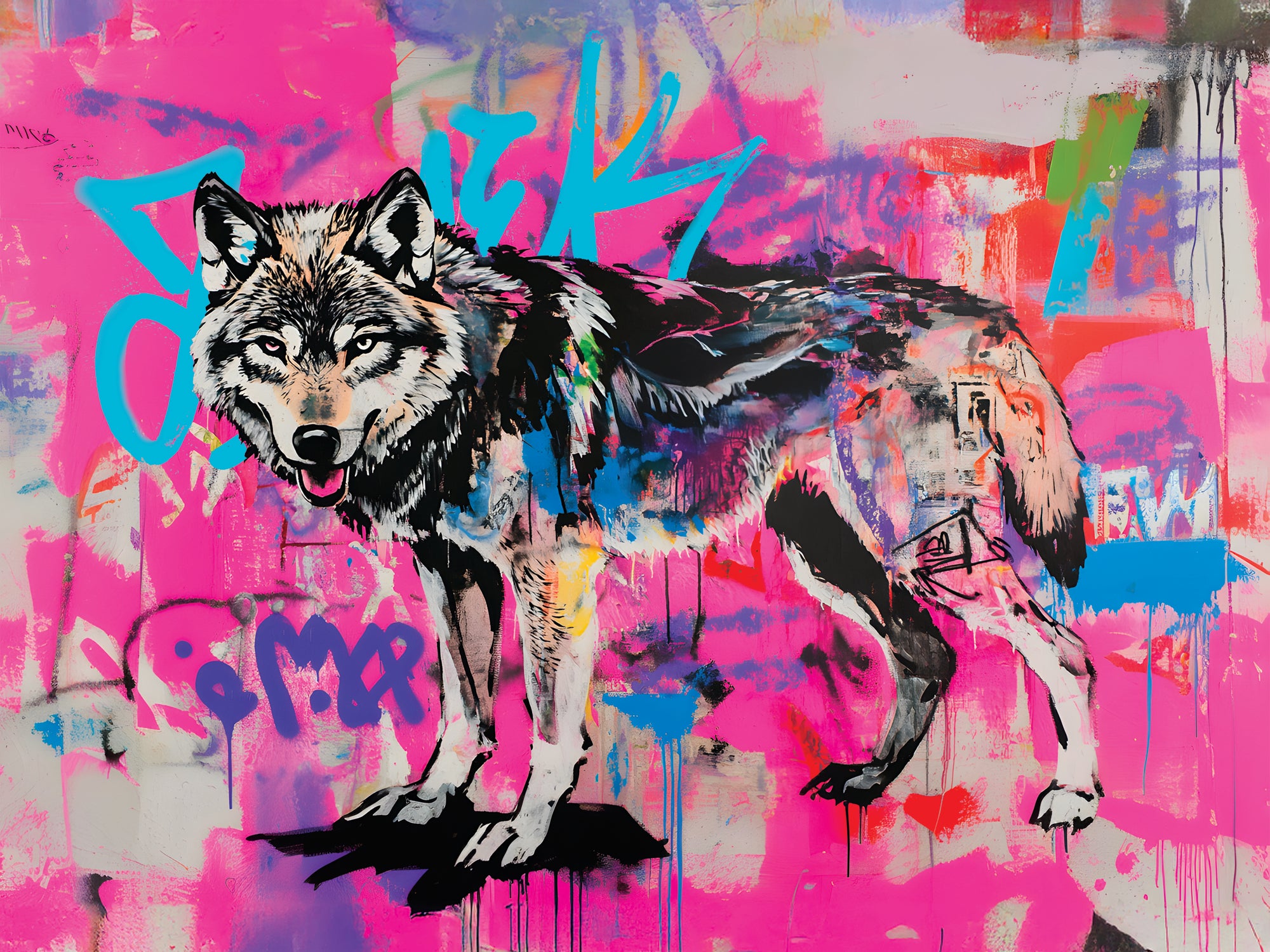 Tableau Animaux Loup Urbain - Décoration Murale Design