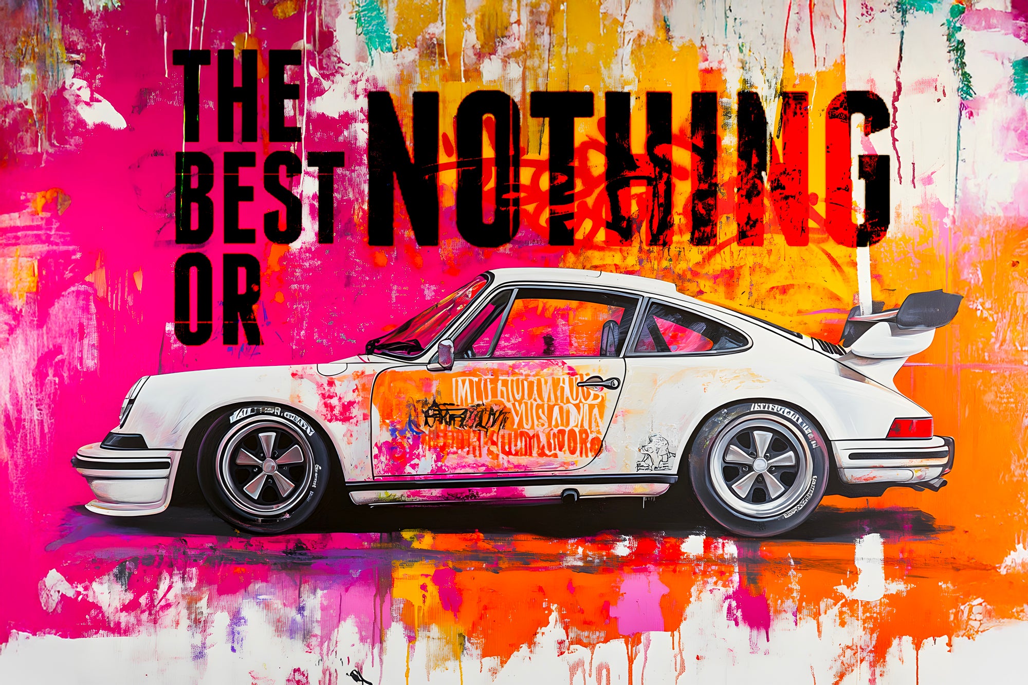 Tableau Porsche 911 Graffiti - Cadre Déco Murale Moderne