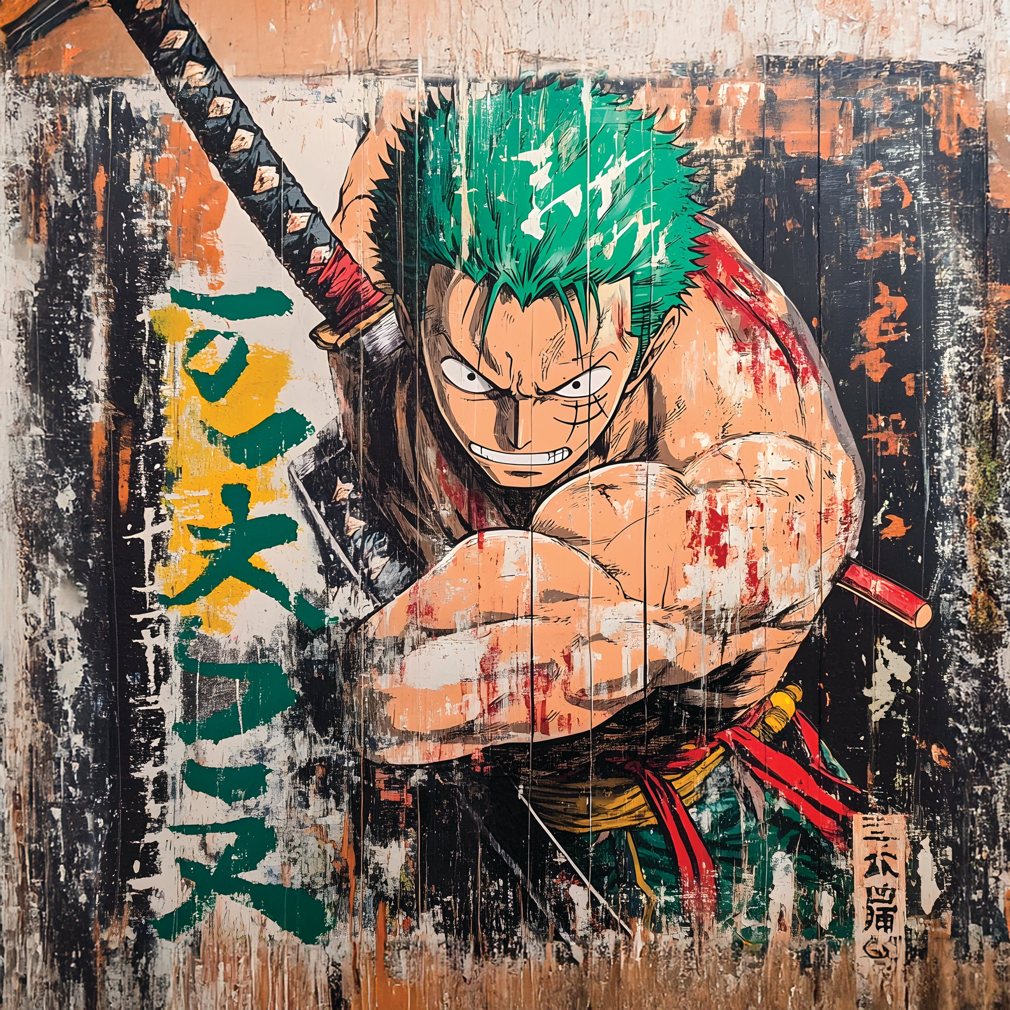 Tableau One Piece Zoro en Défense - Tableaux Muraux - Fabulartz.fr
