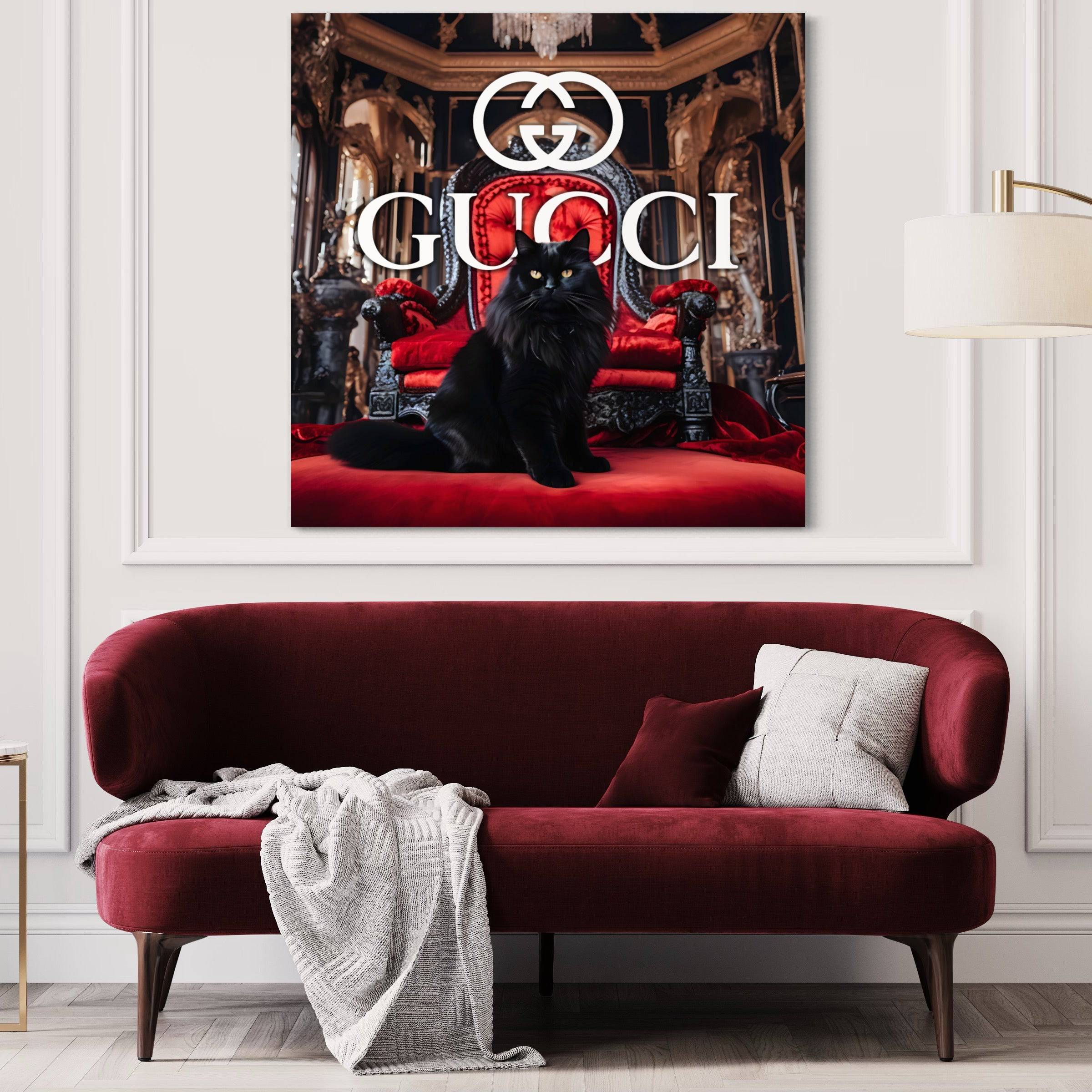 Luxury and Mystery - Tableau Luxe Gucci Chat Noir - Fabulartz.fr 