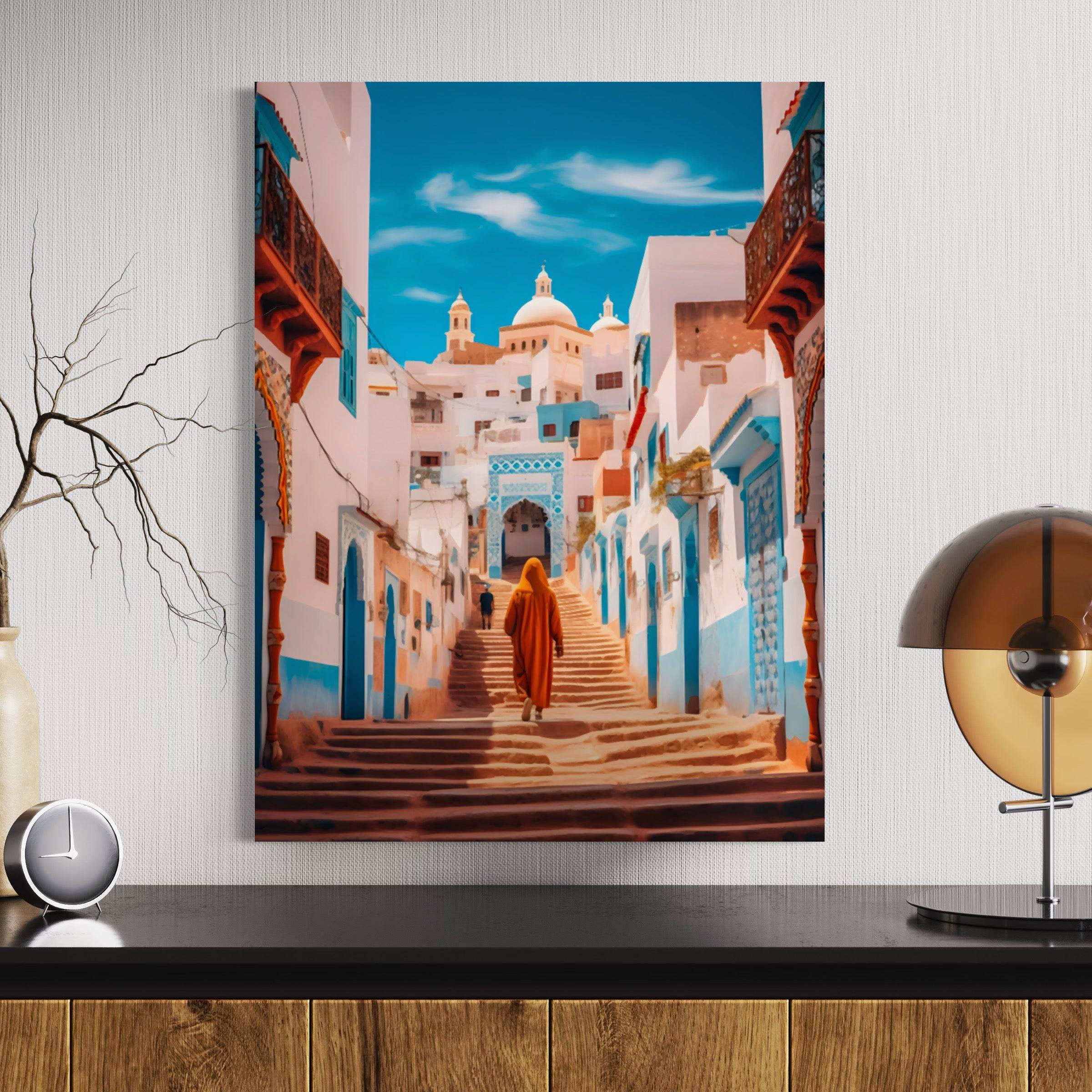 Marches vers le Ciel: Éclat d'une Médina Marocaine - Tableau Oriental - Fabulartz.fr
