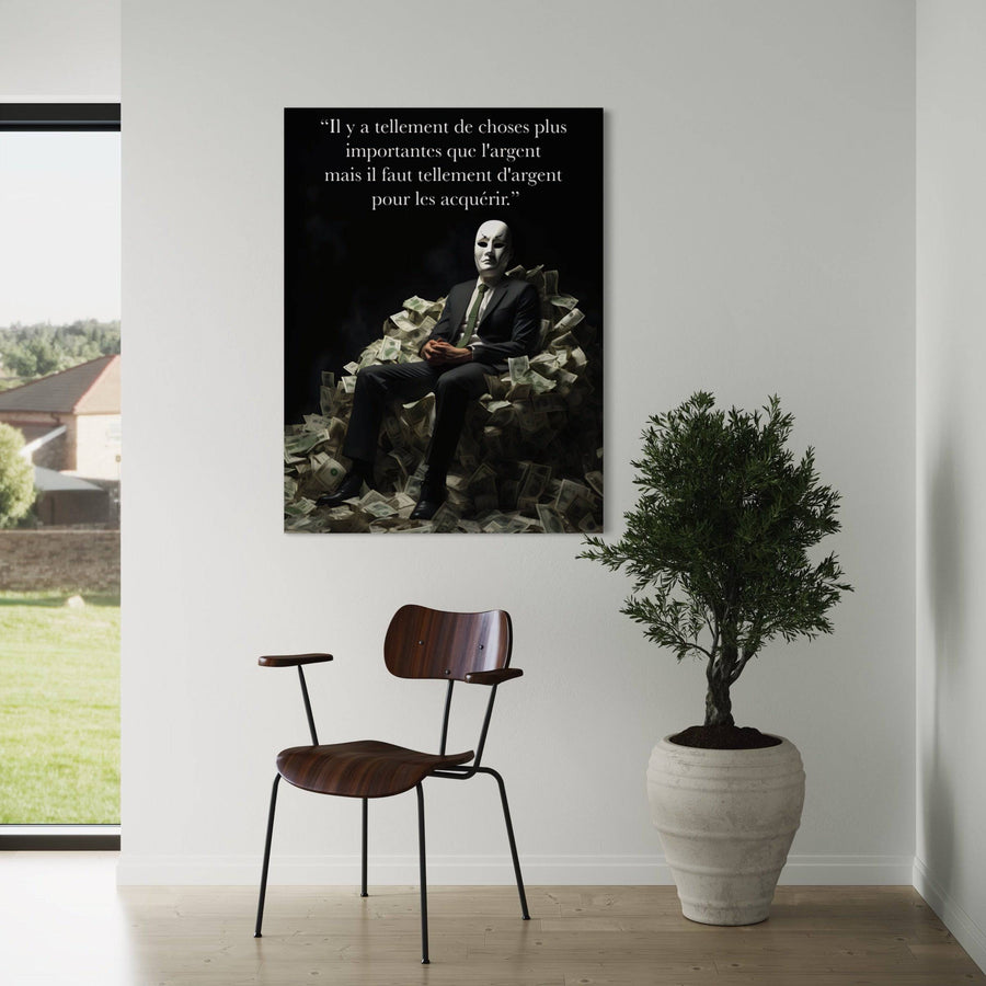 Lavagna motivazionale "Money Serenity" mascherata - Decorazione murale di design