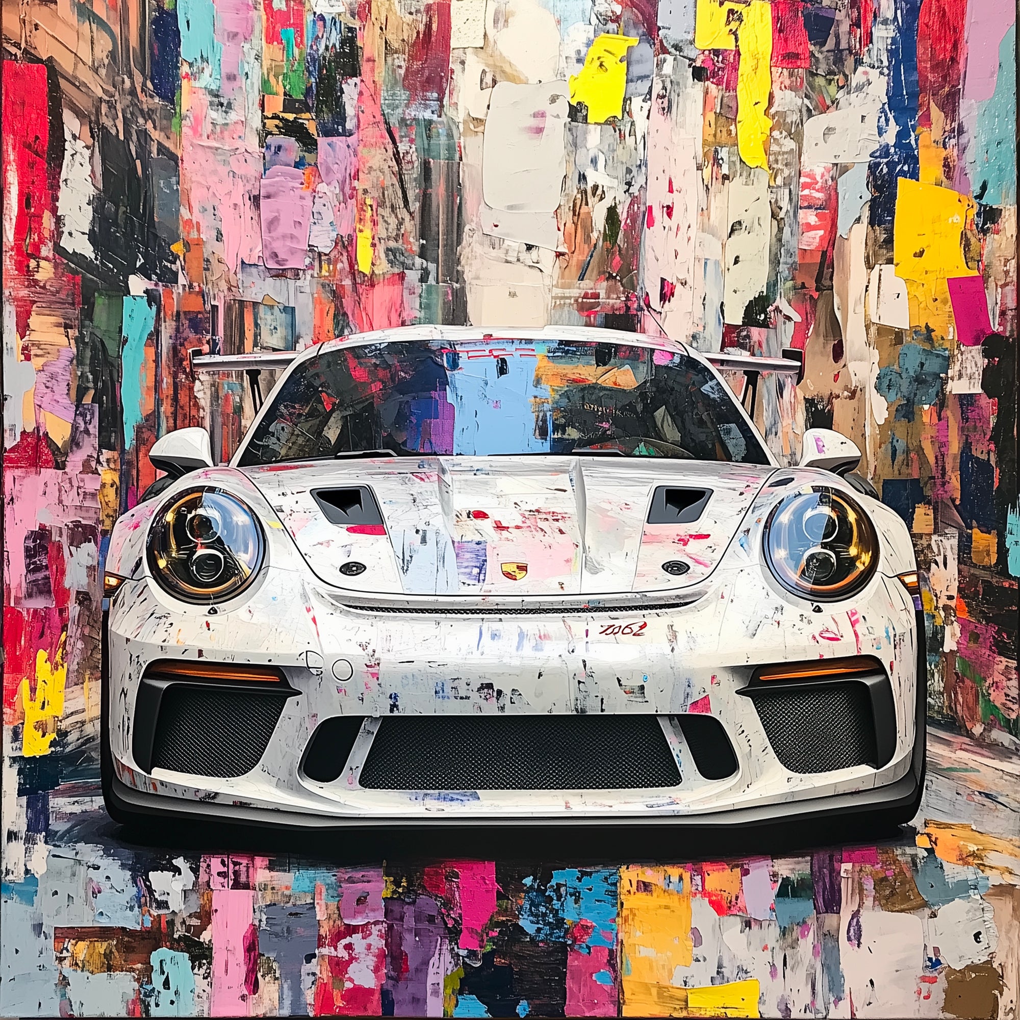 Tableau Porsche Urbaine Colorée – Décoration Murale Design - Fabulartz.fr