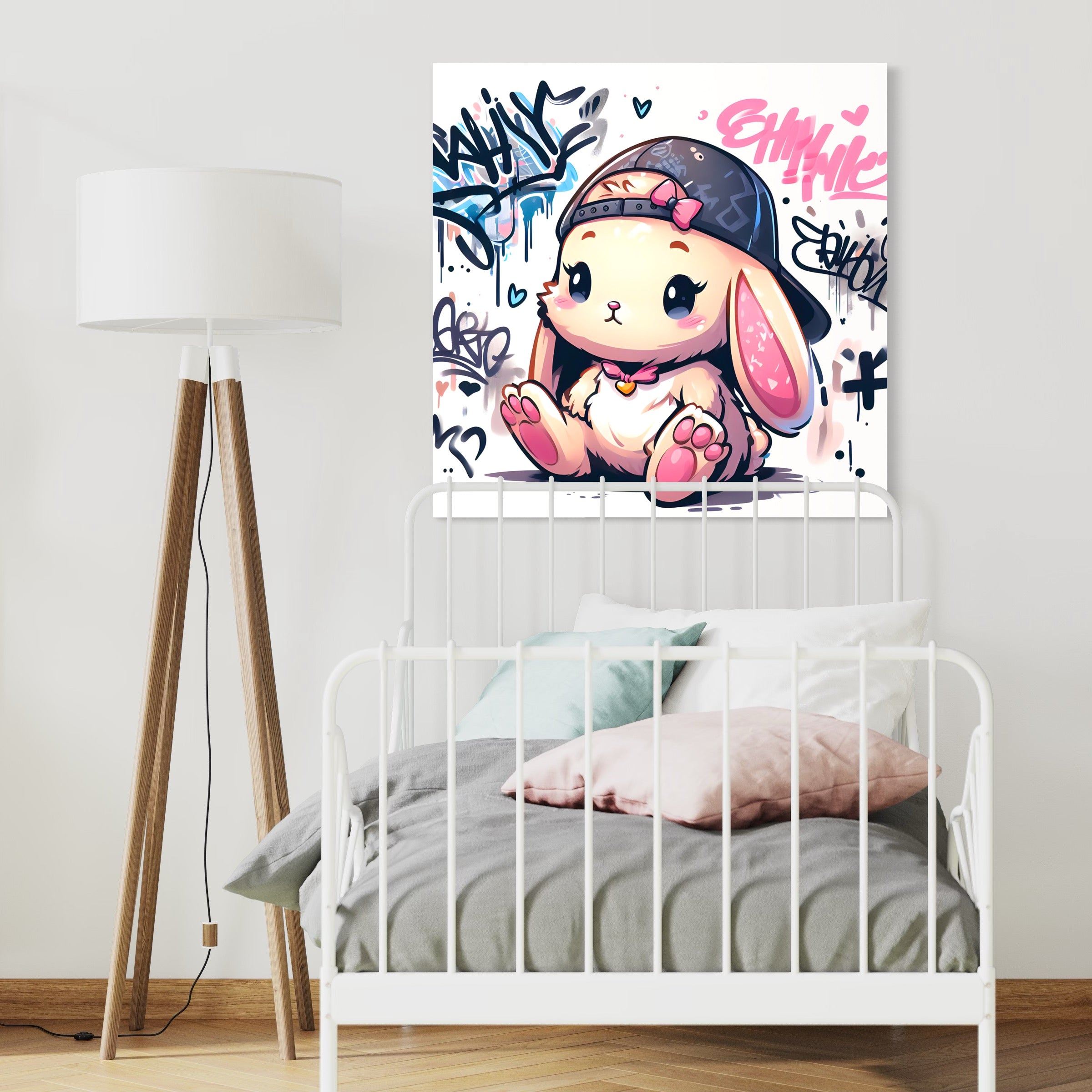 Mignon Petit Lapin Kawaii - Tableau Enfant - Fabulartz.fr