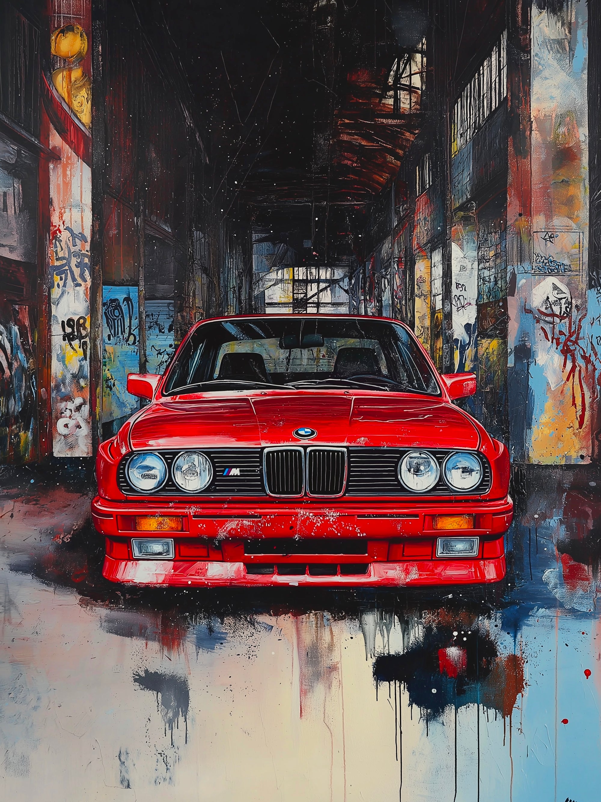 Tableau BMW Rouge Urbain - Déco Murale Moderne - Fabulartz.fr