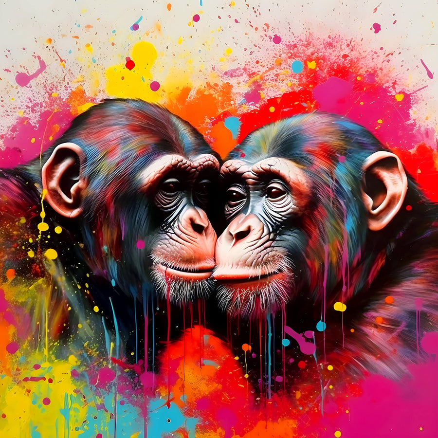 Tableau Singe Pop Art Monkey Love - Déco Murale Colorée