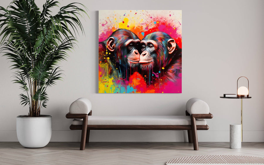 Tableau Singe Pop Art Monkey Love - Déco Murale Colorée