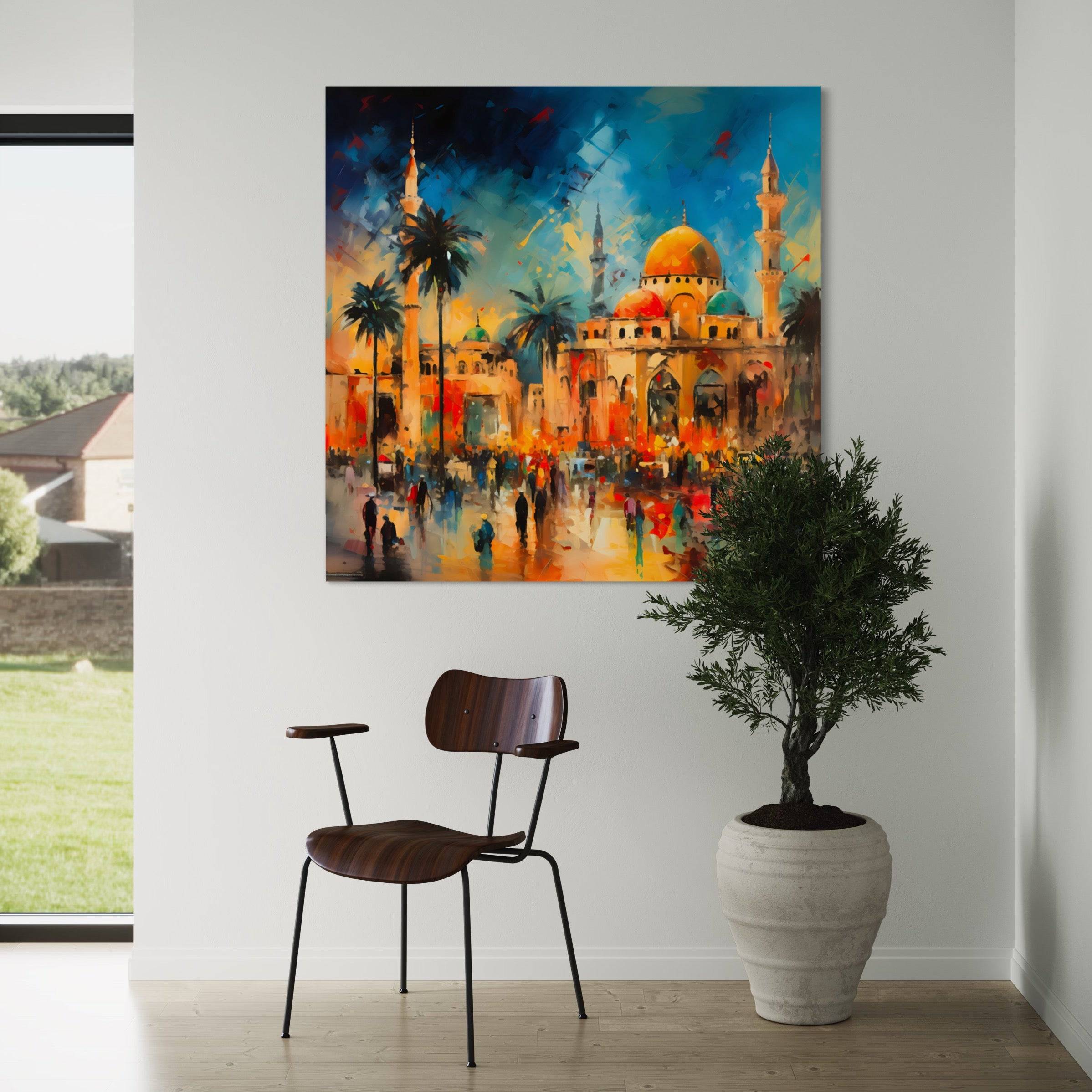 Mosquée au Cœur de la Ville - Tableau Oriental - Fabulartz.fr