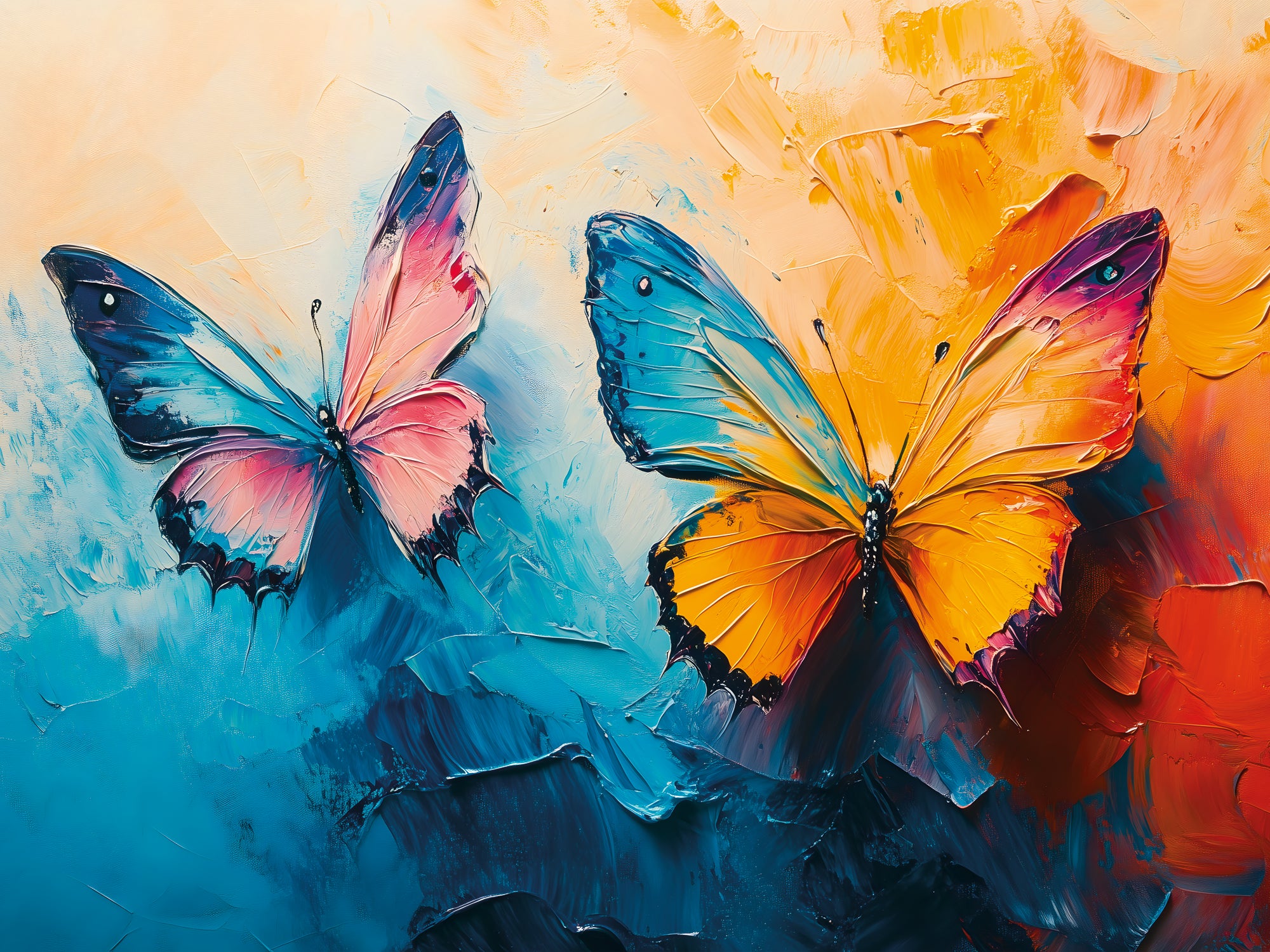 Tableau Papillons Bleus et Jaunes - Décoration Murale Colorée - Fabulartz.fr