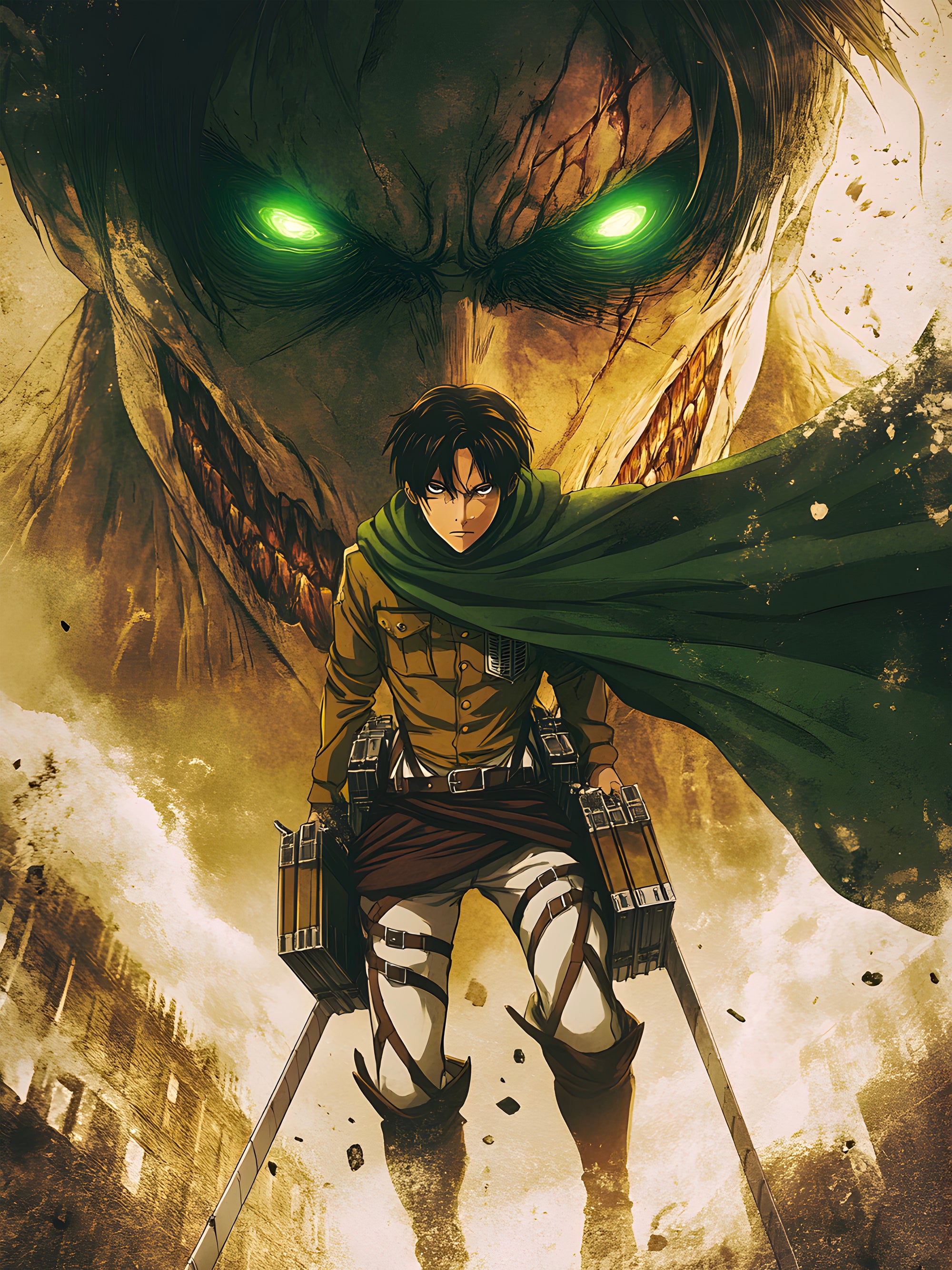 Tableau Attaque Des Titans et le Guerrier - Cadre Déco Design - Fabulartz.fr