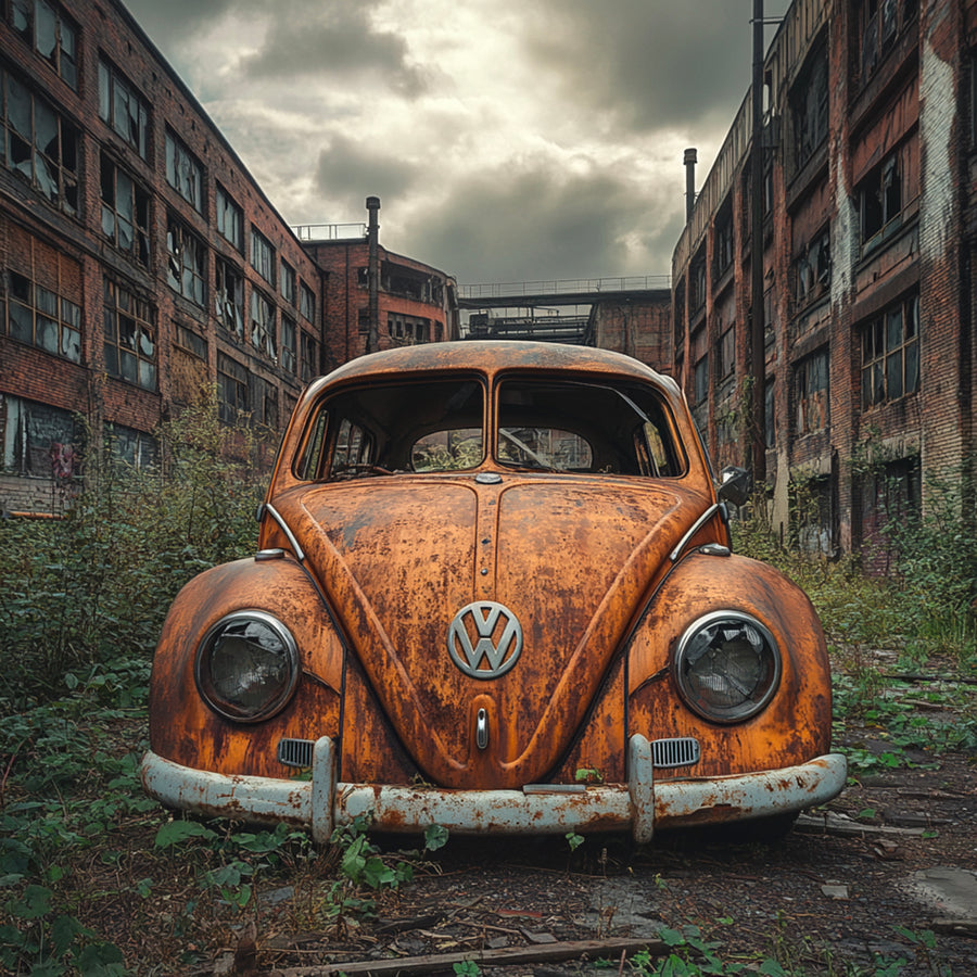 Tableau Volkswagen Coccinelle Rouille - Déco Murale Design