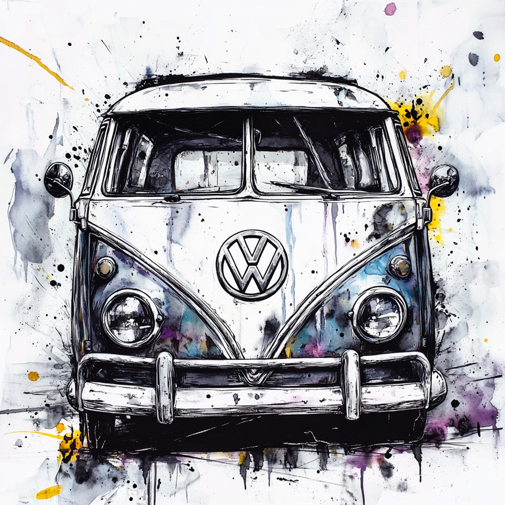 Tableau Volkswagen Combi Abstrait - Cadre Mural Moderne - Fabulartz.fr