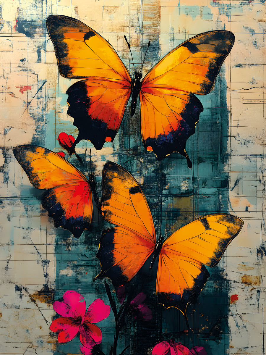 Tableau Papillons Jaune et Noir - Déco Murale Design
