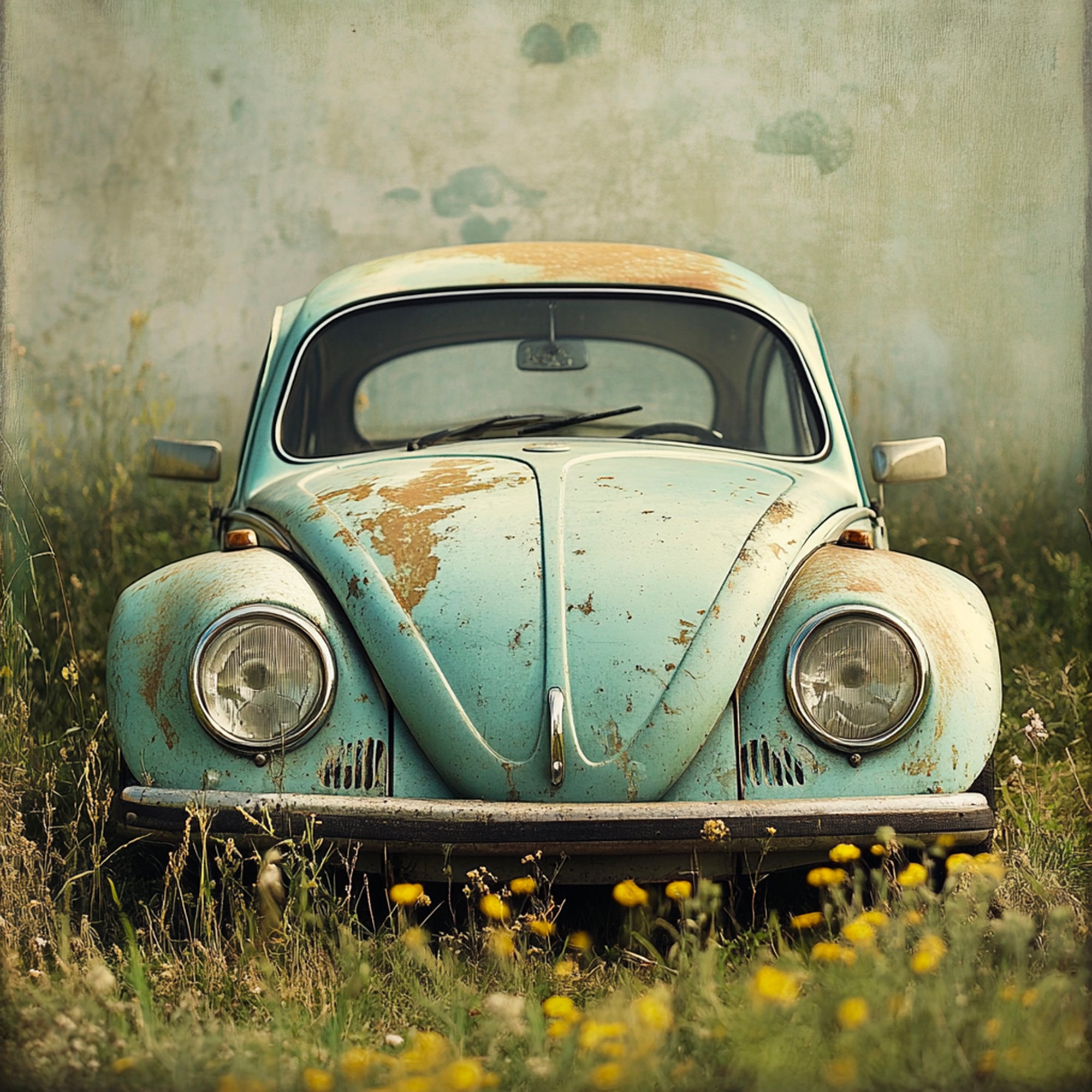 Tableau Volkswagen Coccinelle Abandonnée - Décoration Murale - Fabulartz.fr