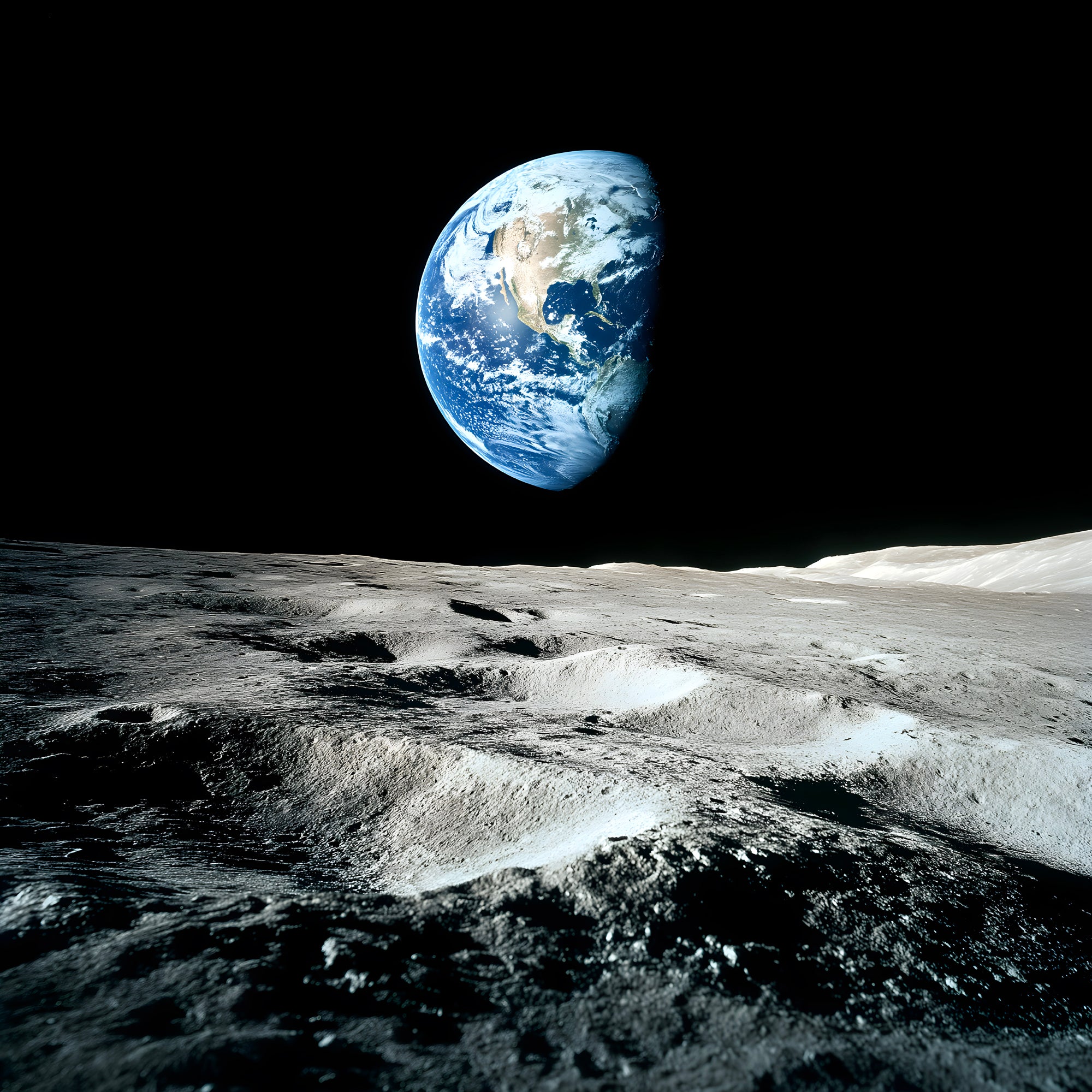 Tableau Espace Terre Vue de la Lune - Cadre Déco Murale - Fabulartz.fr