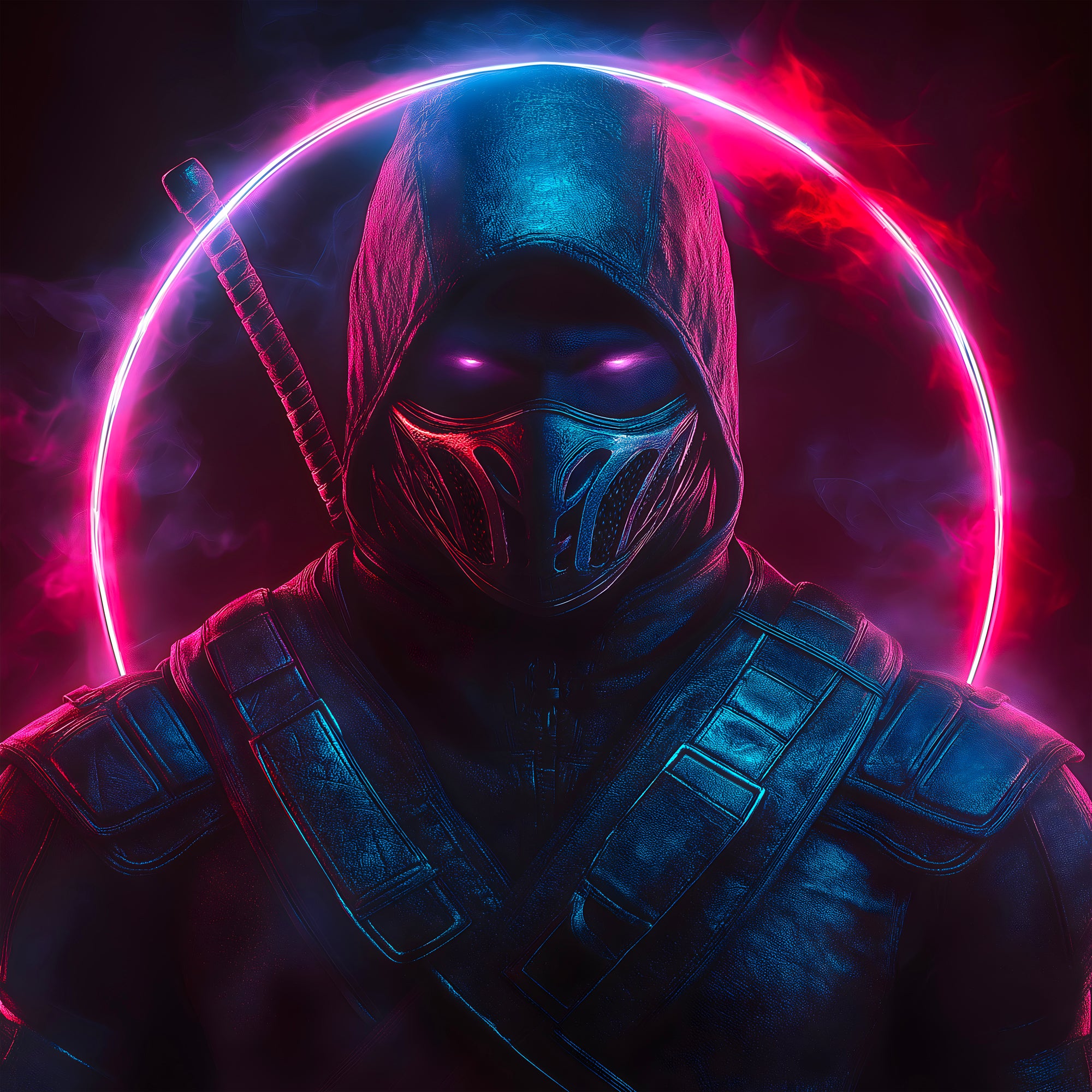 Tableau Mortal Kombat Noob Saibot Cercle de Lumière - Déco Murale - Fabulartz.fr