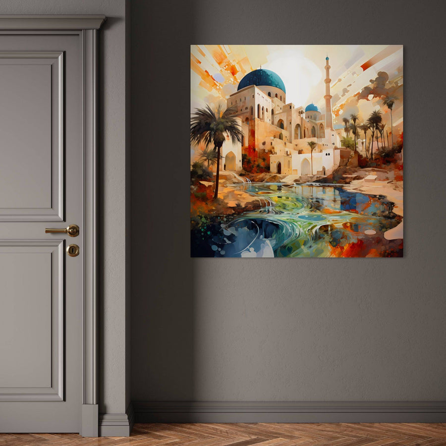Tableau Mosquée Oasis Paix - Décoration Murale Apaisante