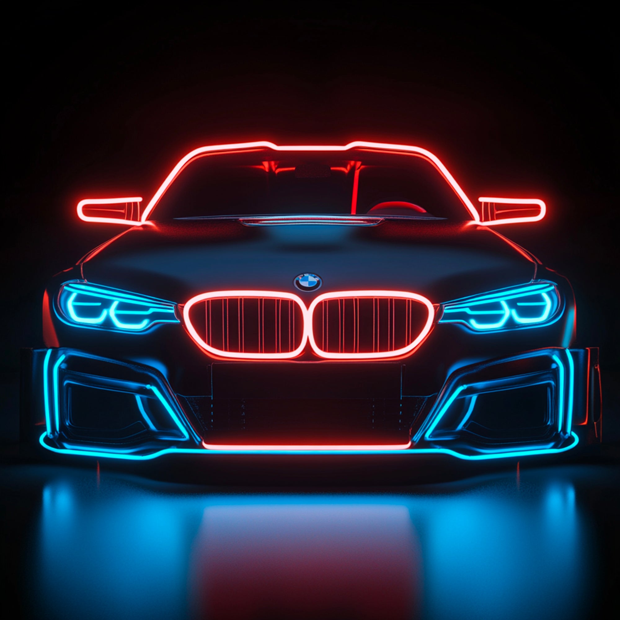 Tableau BMW Rouge Bleu - Cadre Mural Design Moderne - Fabulartz.fr