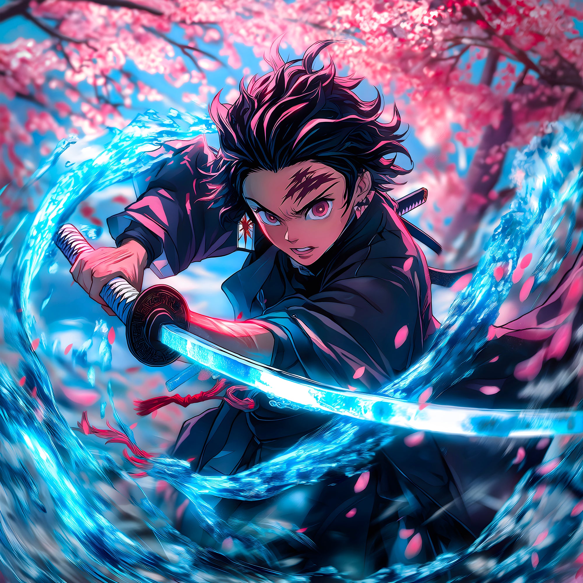 Tableau Demon Slayer Tanjiro en Action - Cadre Déco Contemporain - Fabulartz.fr