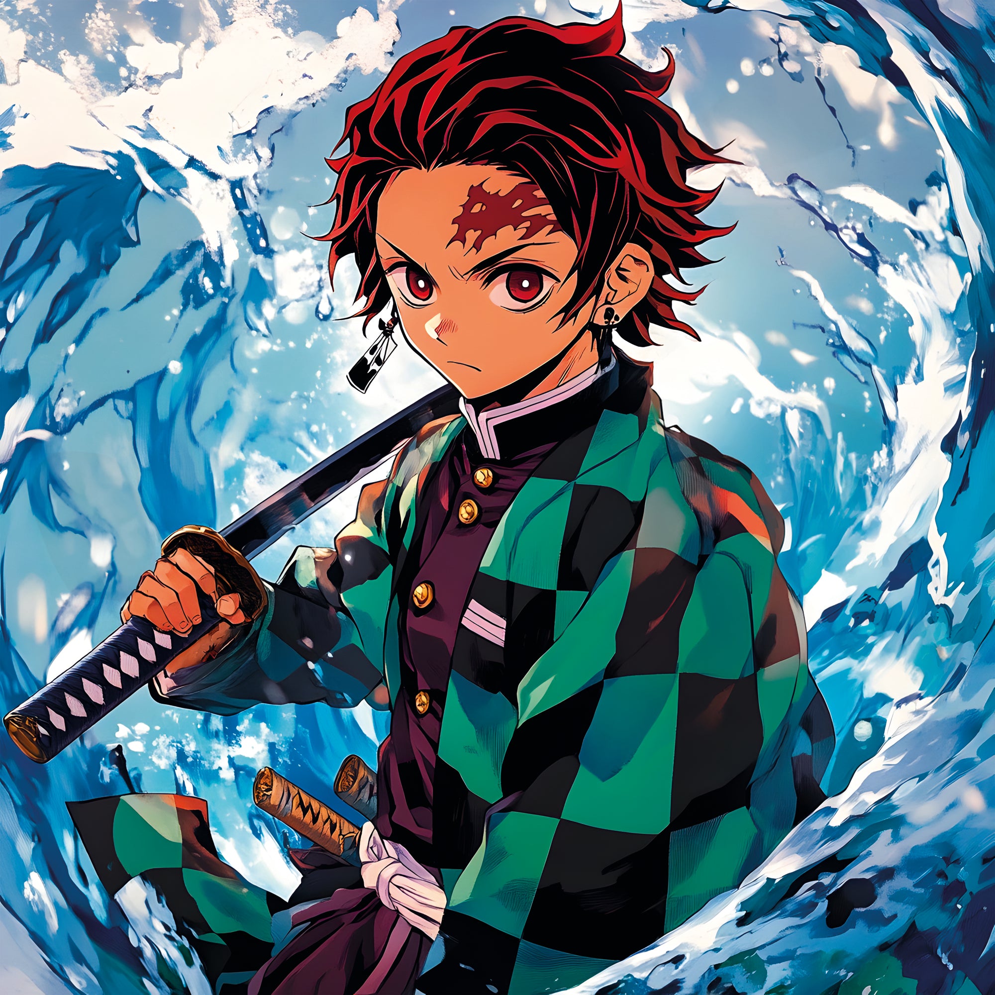 Tableau Demon Slayer Tanjiro et L’Eau - Décoration Murale Moderne - Fabulartz.fr