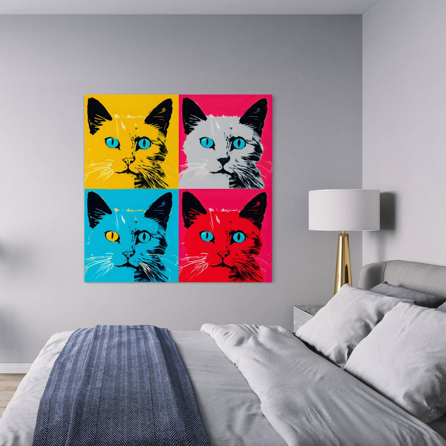 Tableau Pop Art Chat Quadriptyque - Art Moderne | Décoration Murale