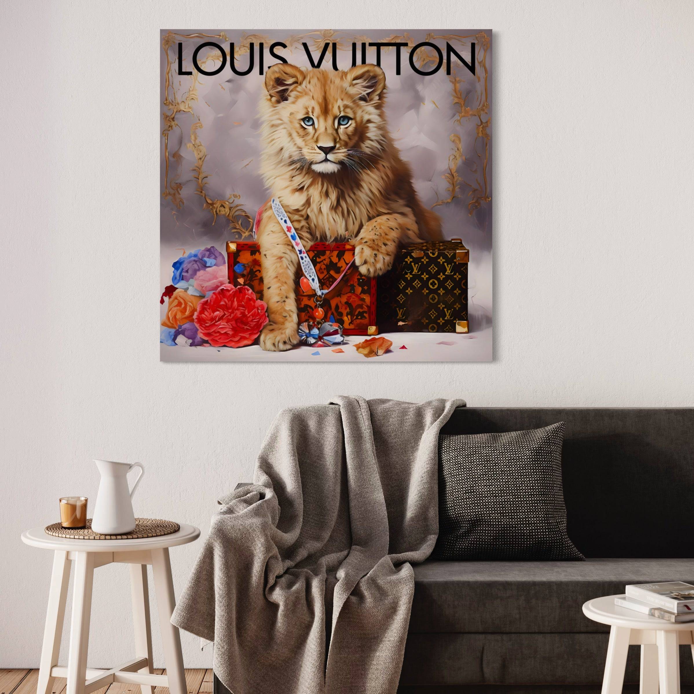 Pawsitively Encounter - Tableau Luxe Louis Vuitton Lion - Fabulartz.fr 