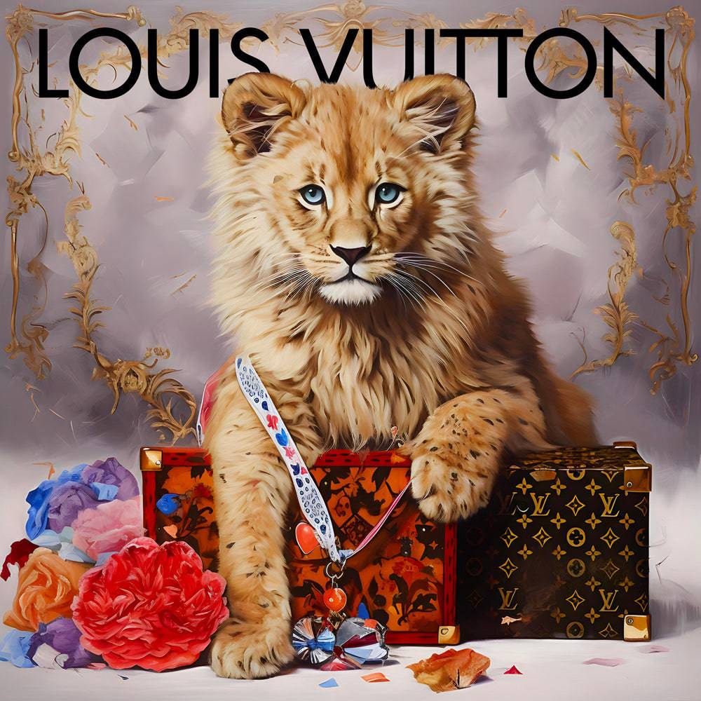 Pawsitively Encounter - Tableau Luxe Louis Vuitton Lion - Fabulartz.fr 
