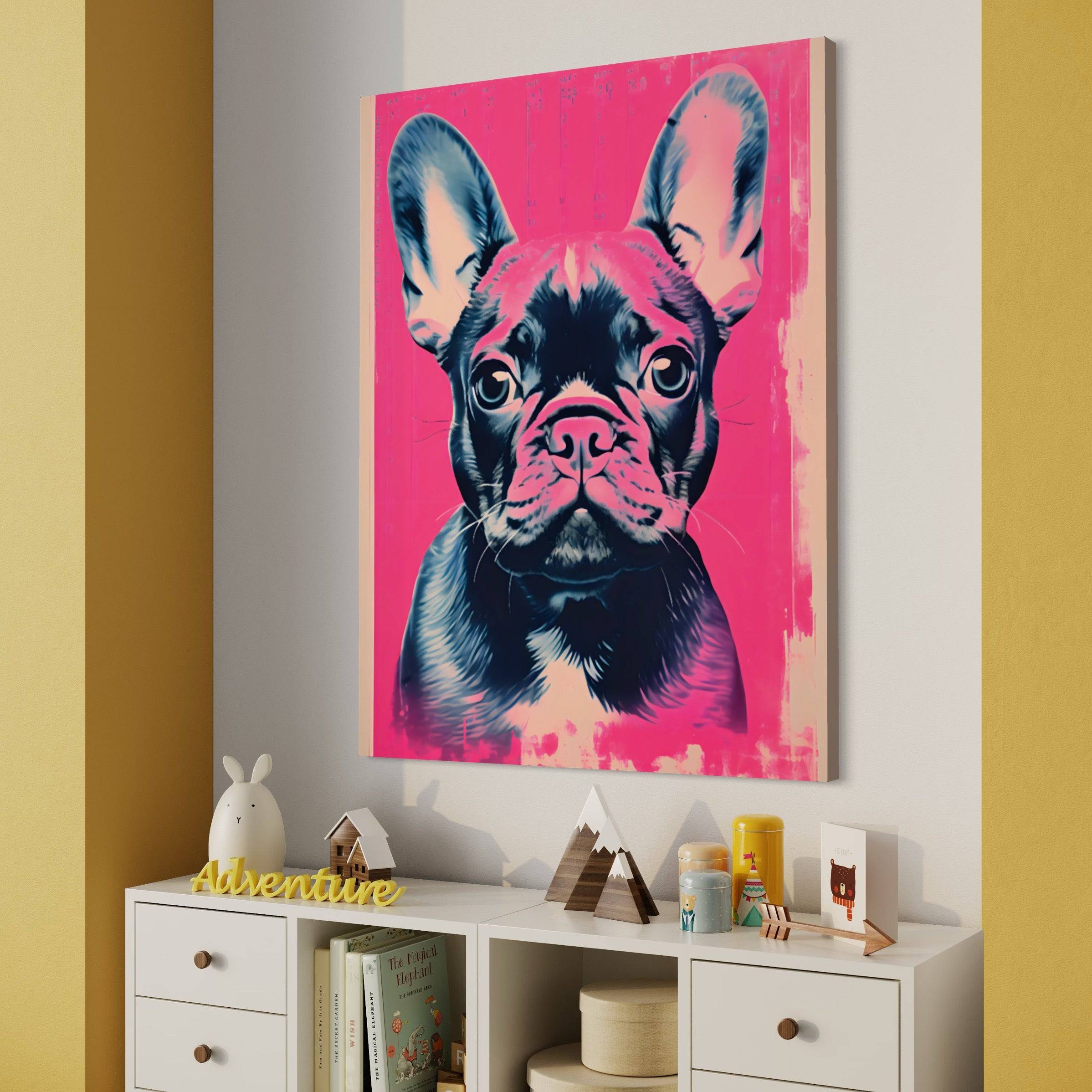 Pink Bulldog | Tableau Chien Bulldog Pop Art - Fabulartz.fr 