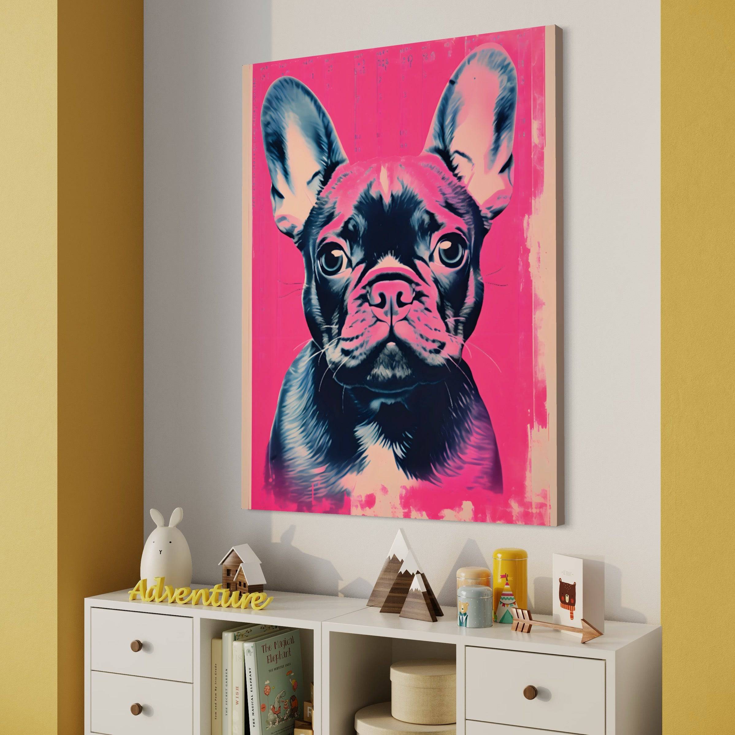Pink Bulldog | Tableau Chien Bulldog Pop Art - Fabulartz.fr