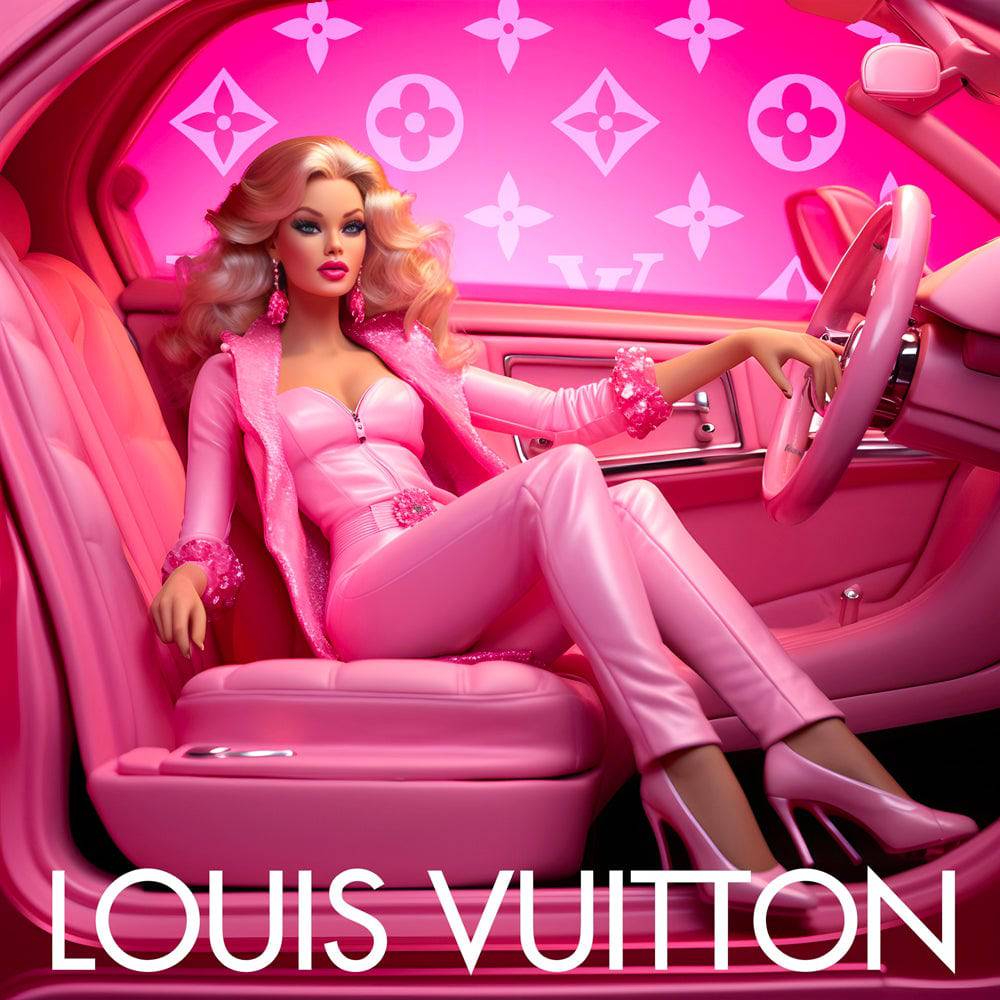 Pink Oasis - Tableau Luxe Barbie Louis Vuitton