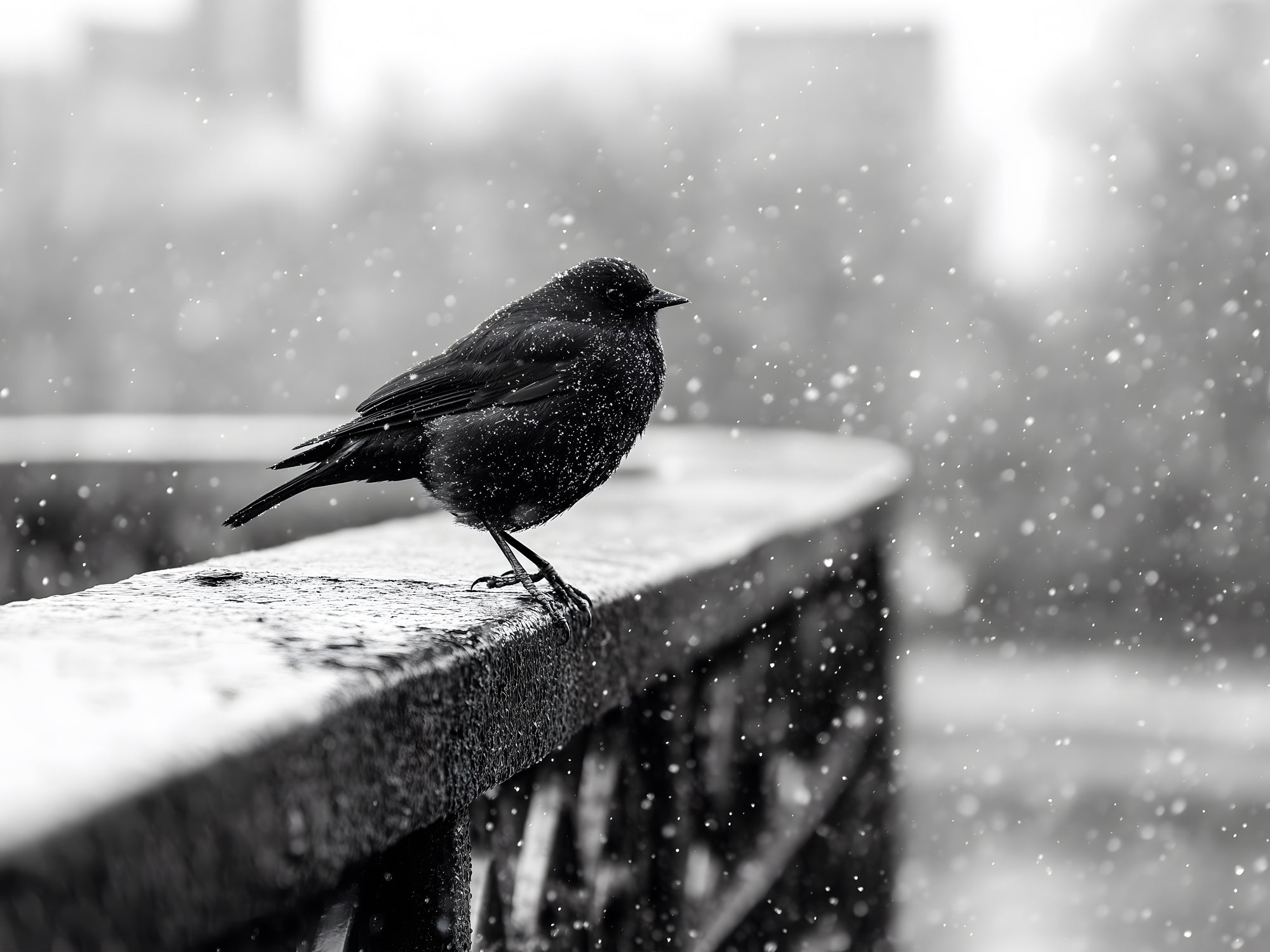 Tableau Londres Oiseau Hiver - Déco Murale Moderne - Fabulartz.fr