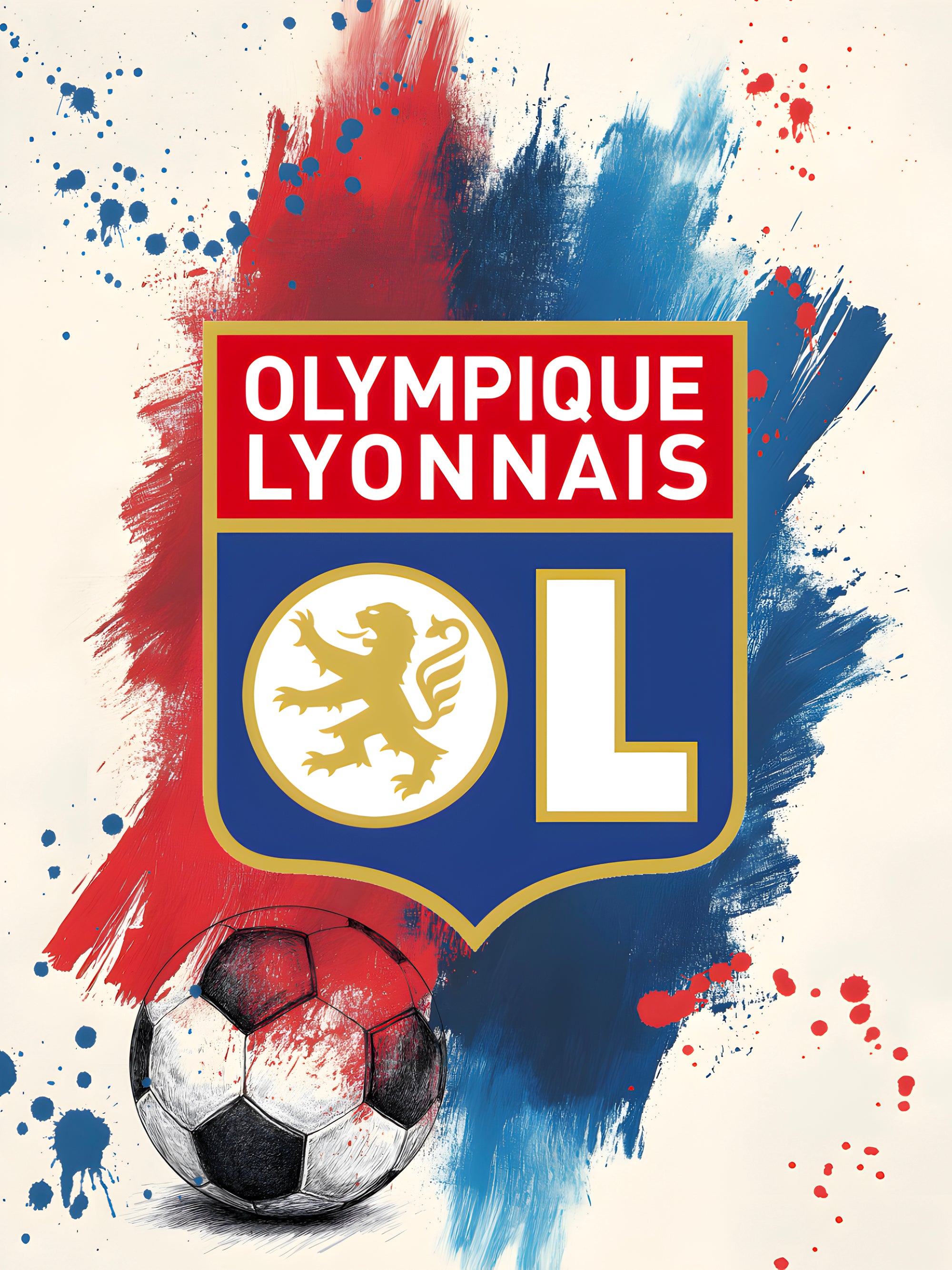 Tableau Olympique Lyonnais - Logo OL et Ballon - Fabulartz.fr