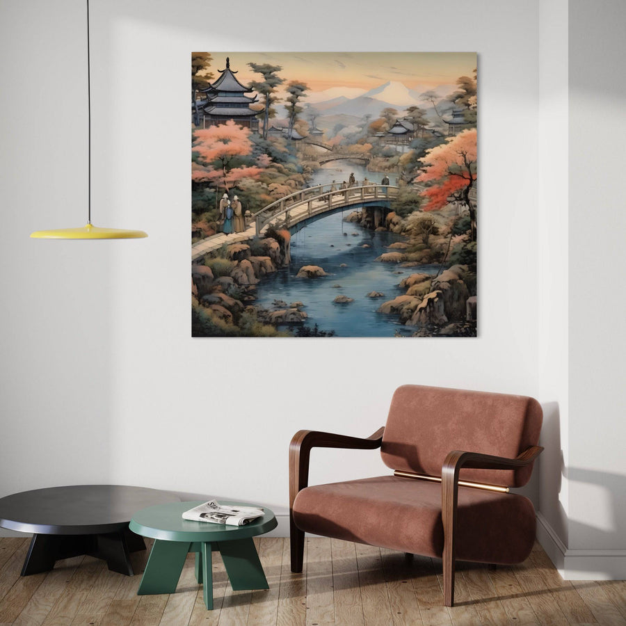 Pittura giapponese Il ponte della serenità - Decorazione murale tranquilla
