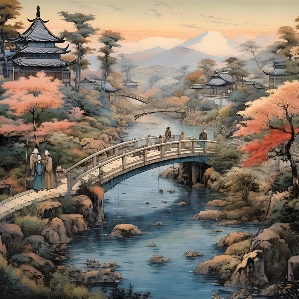 Pont vers la Sérénité - Tableau Japonais - Fabulartz.fr 