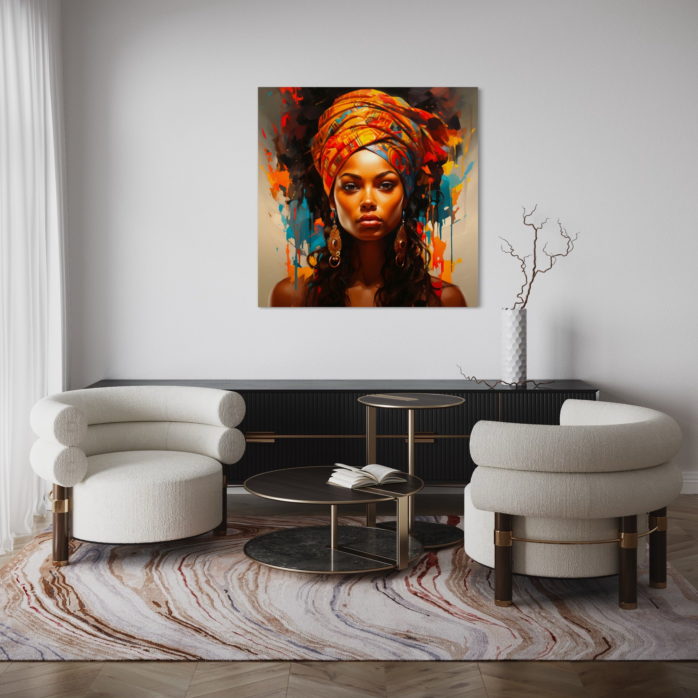 Portrait Africain Coloré – Expression Vibrante sur Toile - Fabulartz.fr