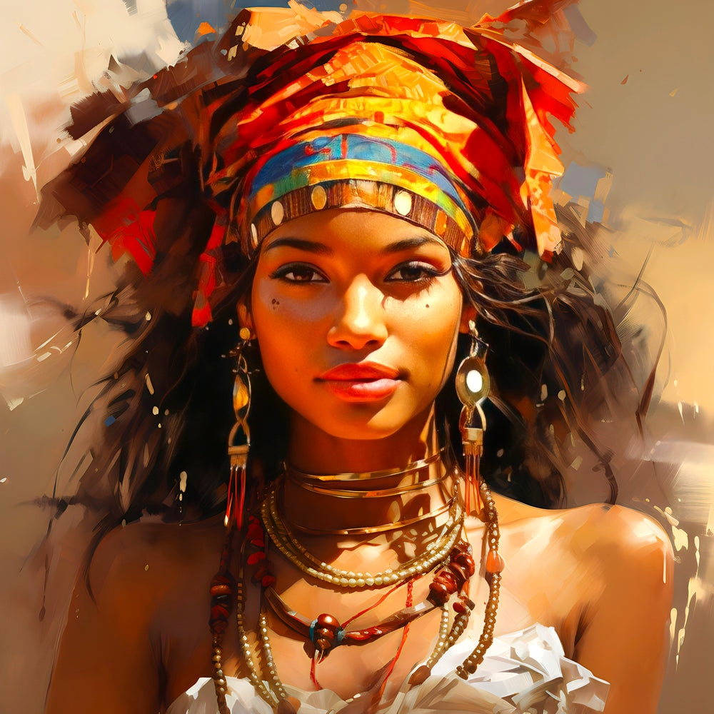 Portrait Africain Lumineux – Tableau Ethnique de Femme Inspirant - Fabulartz.fr