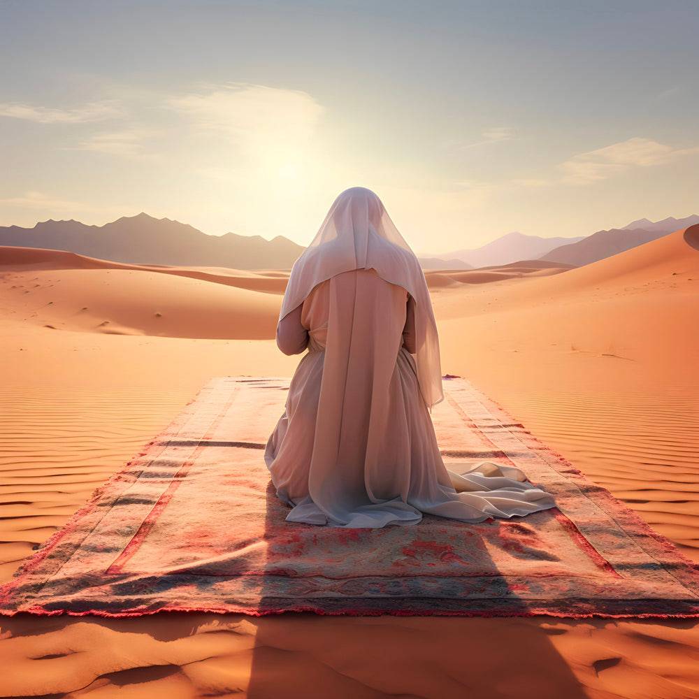 Prière au Crépuscule : Recueillement dans l'Immense Sérénité - Tableau Islam - Fabulartz.fr