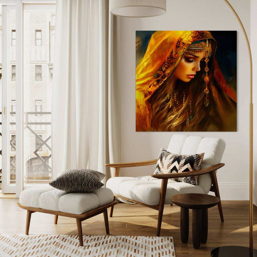 Tableau Oriental Princesse Arabe - Décoration Murale Somptueuse