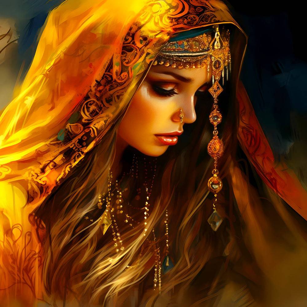 Princesse Arabe Voilée - Tableau Oriental - Fabulartz.fr