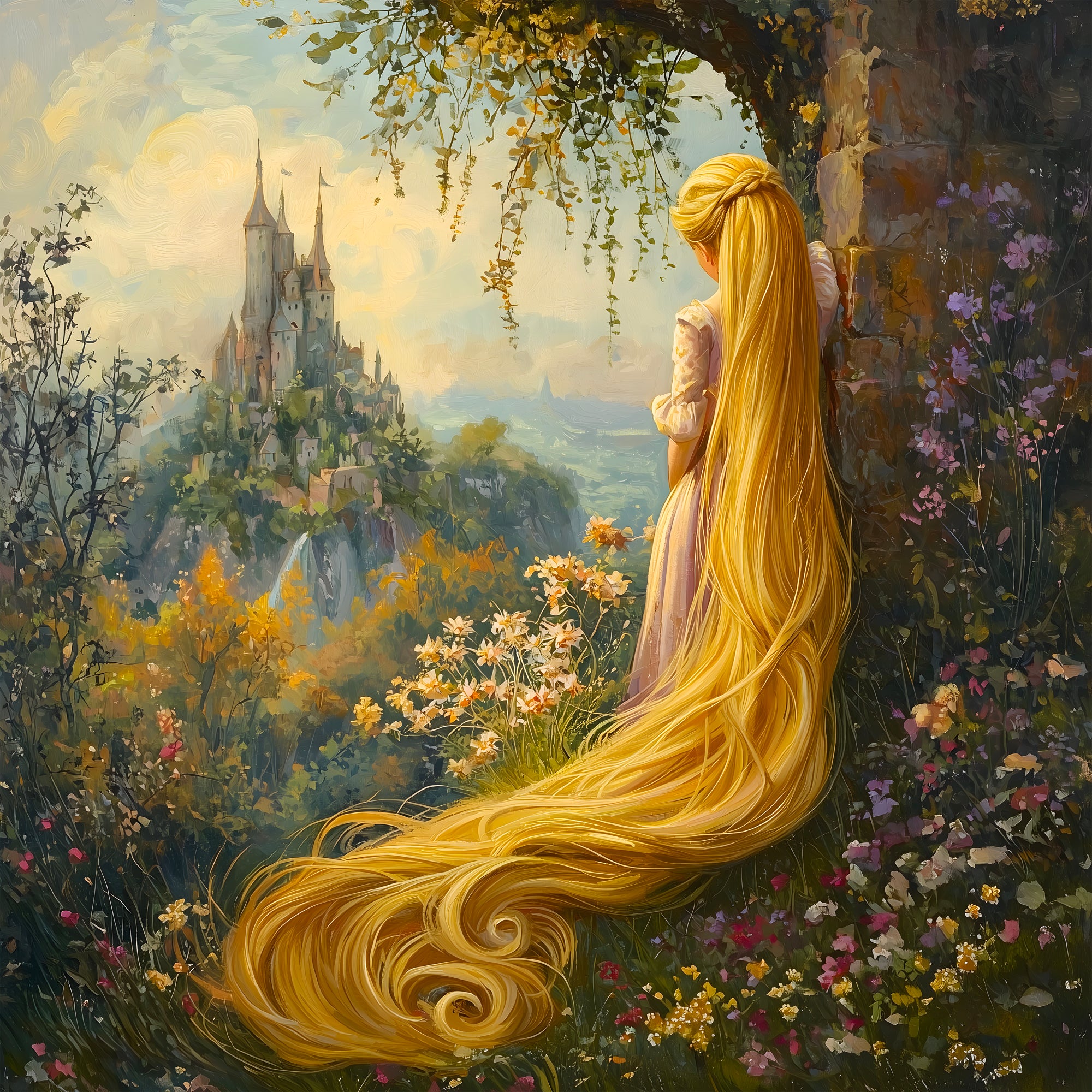 Tableau Raiponce Et Son Château - Décoration Murale - Fabulartz.fr