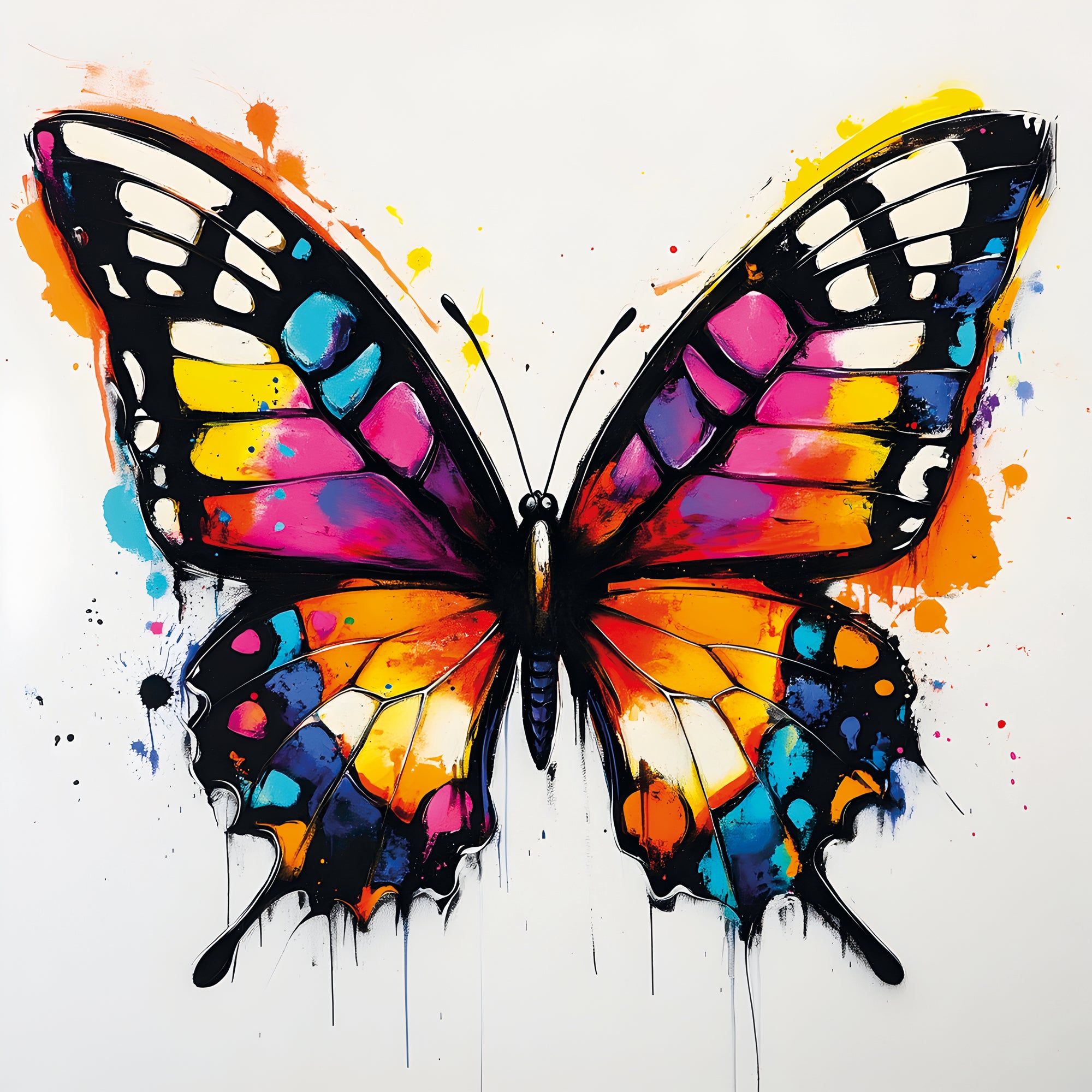 Tableau Papillons Multicolores - Cadre Mural Coloré - Fabulartz.fr