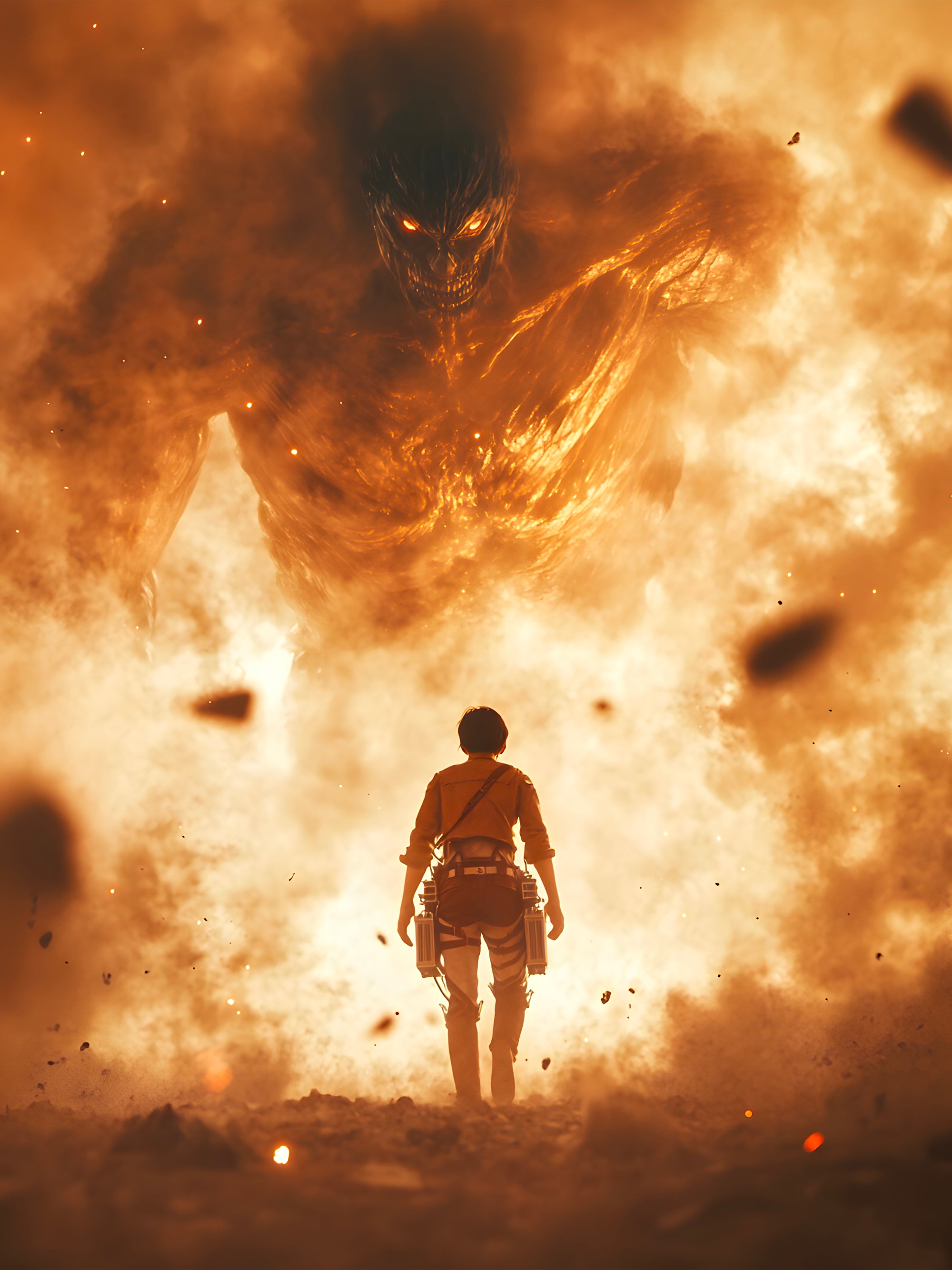 Tableau Attaque Des Titans Enflammés - Décoration Murale Design - Fabulartz.fr