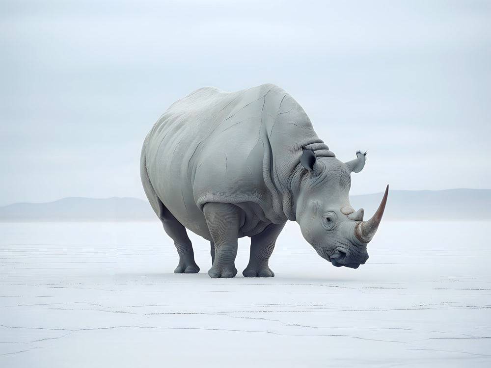 Rhinoceros in Snow - Tableau Rhinoceros - Fabulartz.fr 