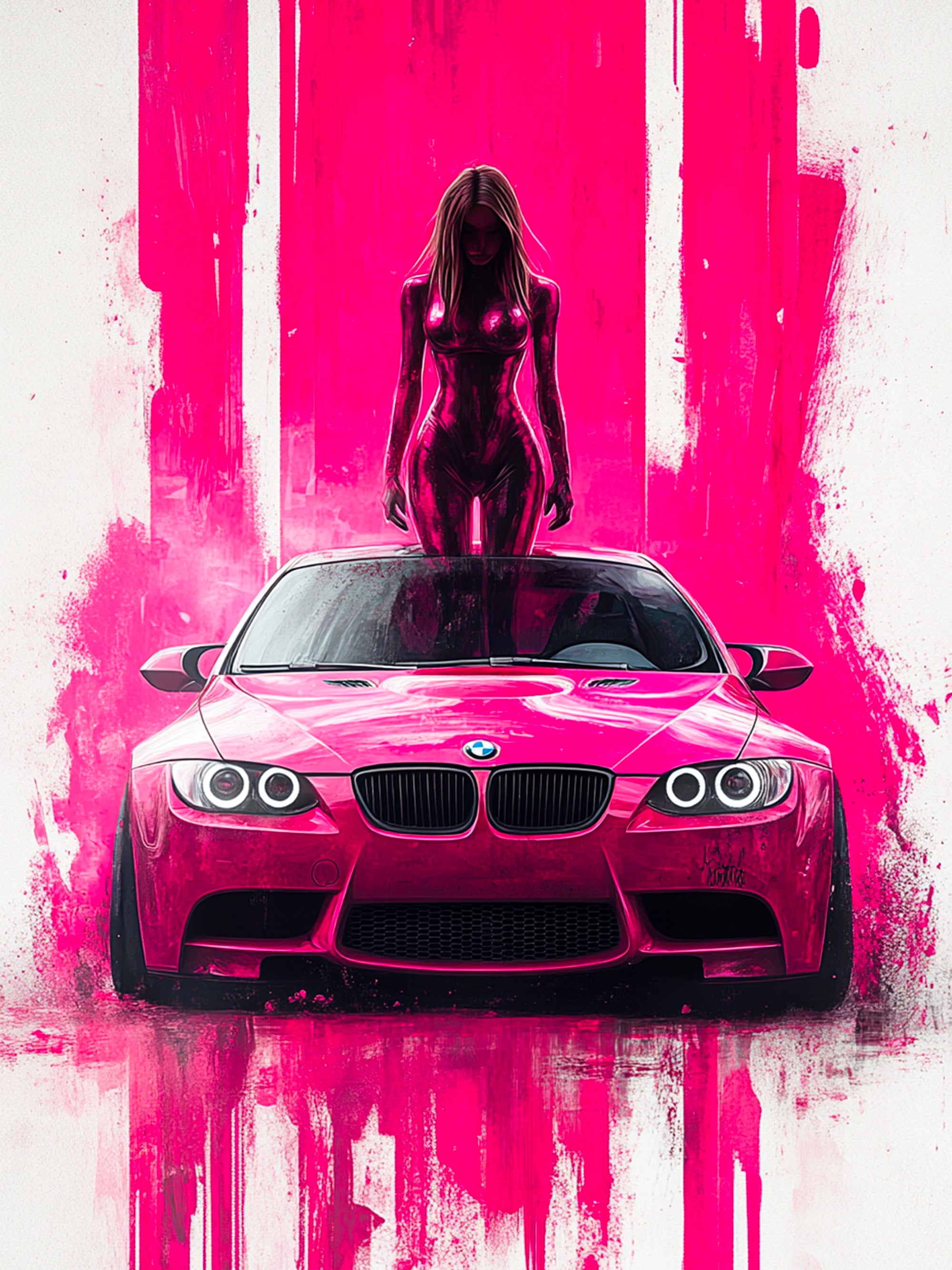 Tableau BMW Rose Femme - Déco Murale Moderne - Fabulartz.fr