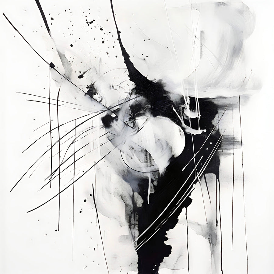 Abstract modern wall painting - Sérénade en Noir et Blanc