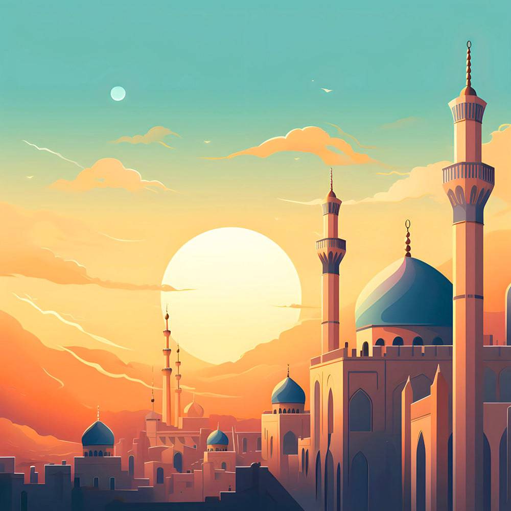 Sérénité au Coucher du Soleil - Tableau Oriental - Fabulartz.fr