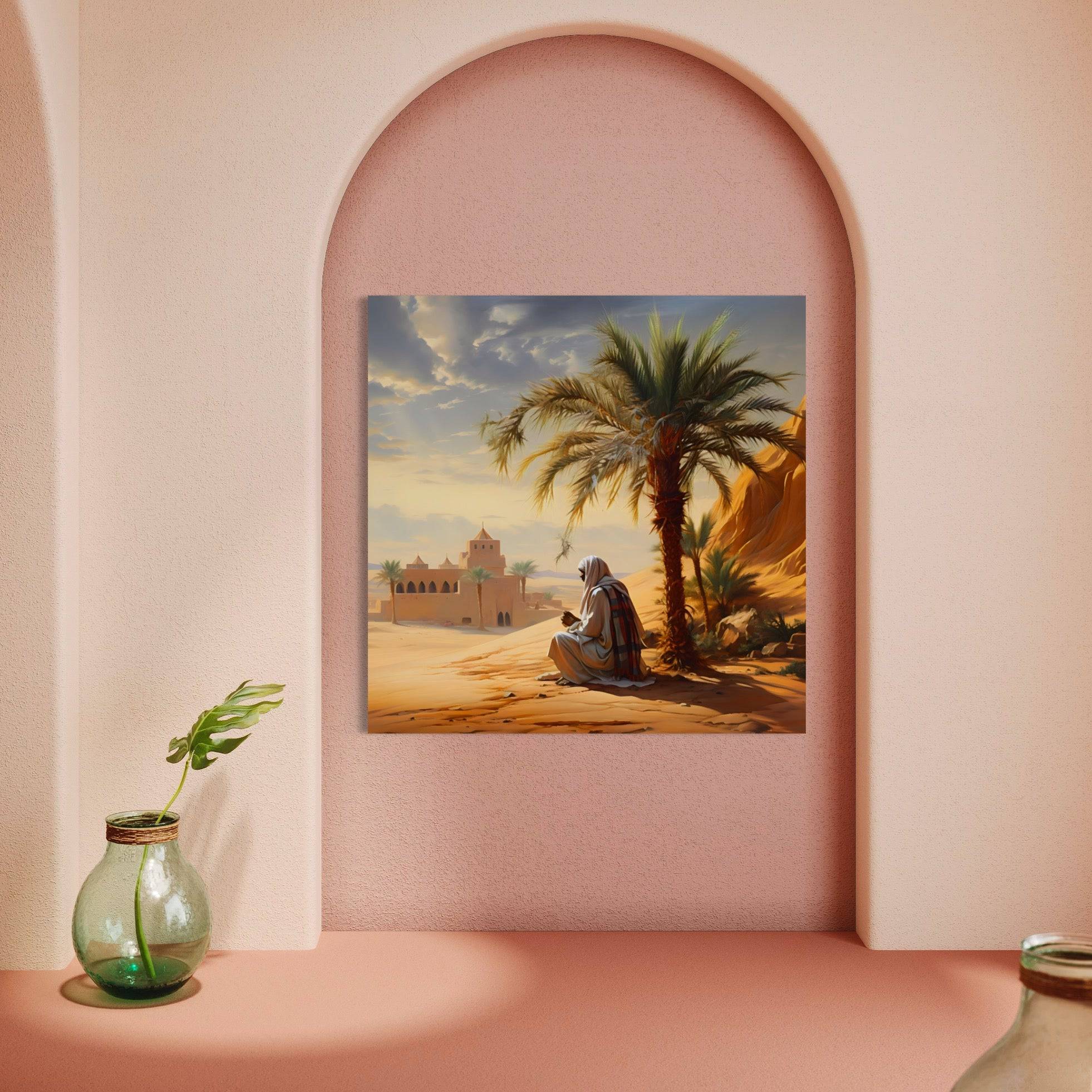 Sérénité d'un Oasis Solitaire - Tableau Oriental - Fabulartz.fr